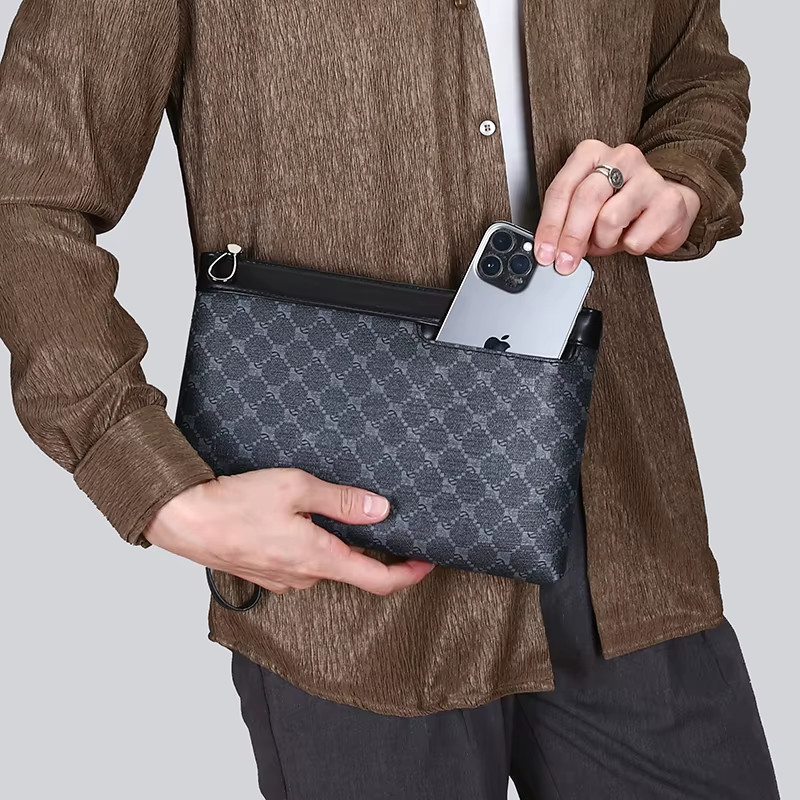 Luxury Designer Business Men Day Clutch High Quality PU Leather Money Pouch Bag