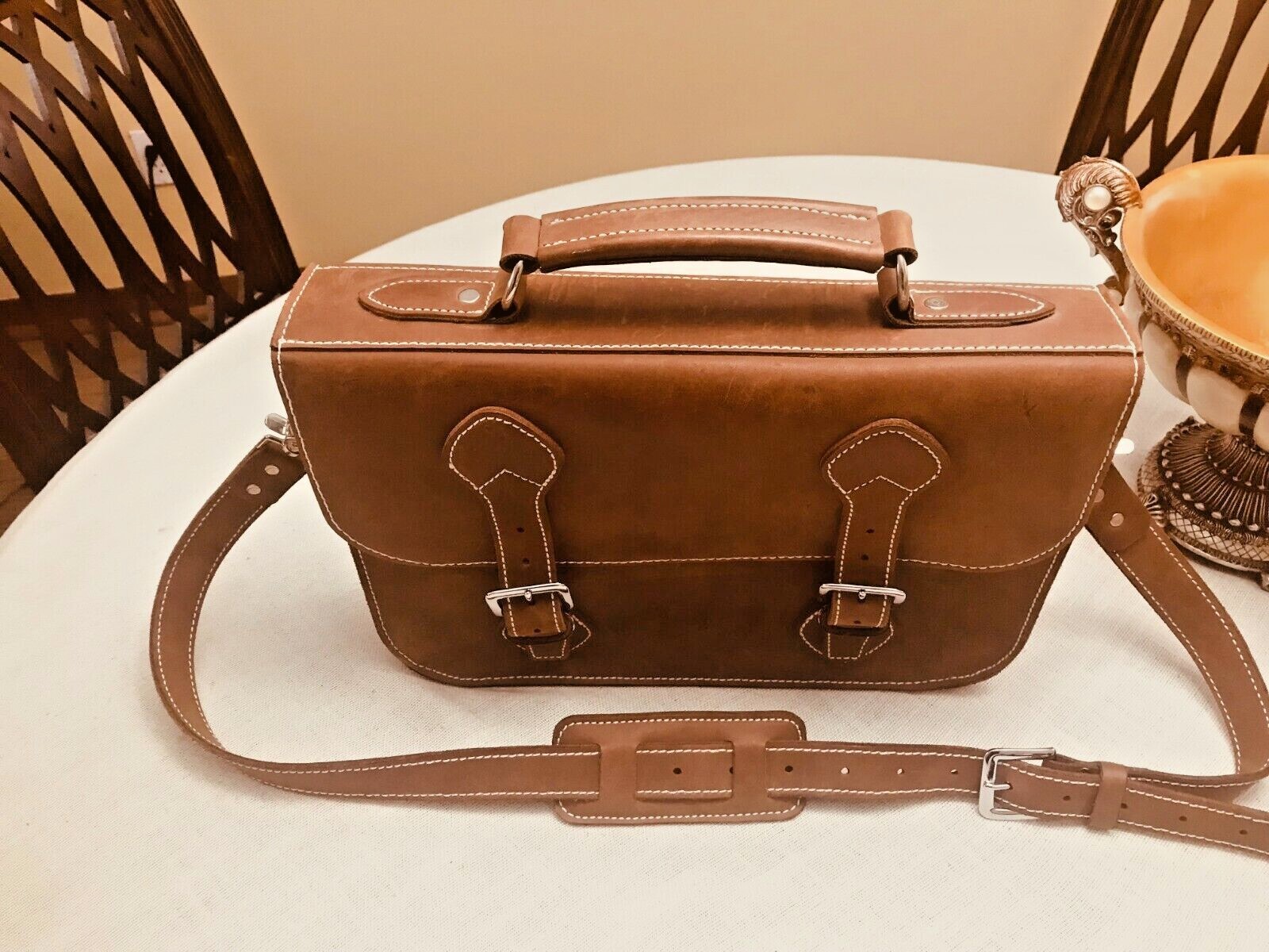 100% Handmade Heavy Saddle Leather Briefcase / Messenger Bag – GERMANY