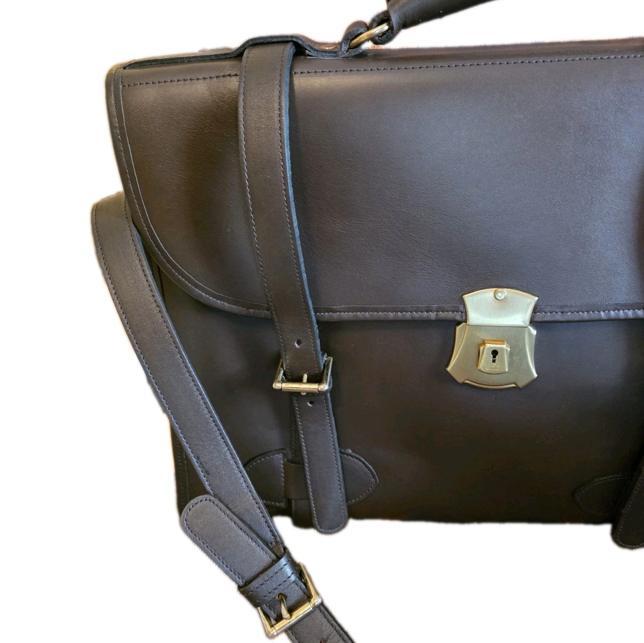 CUSTOM HIDE “1945 US ARMY” 3-Compartment / Leather Briefcase / Messenger Bag