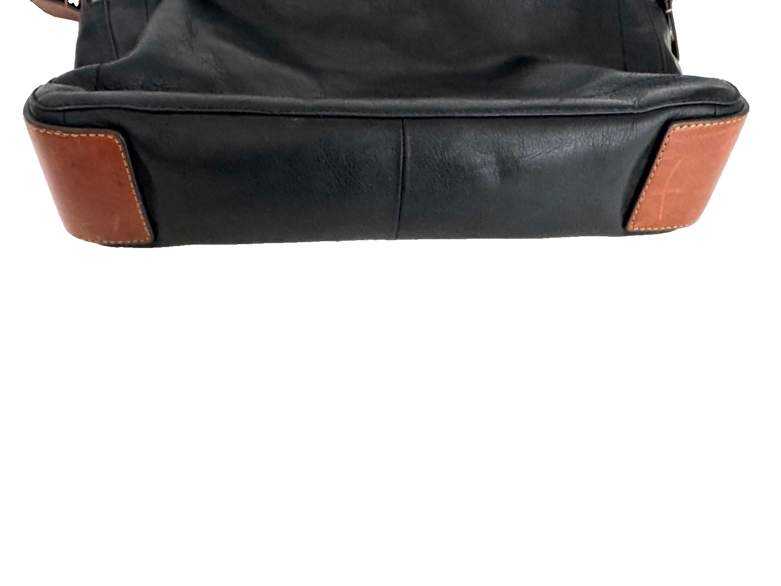 Fossil Defender Briefcase Black Leather Top Handles Crossbody Strap Double Zip