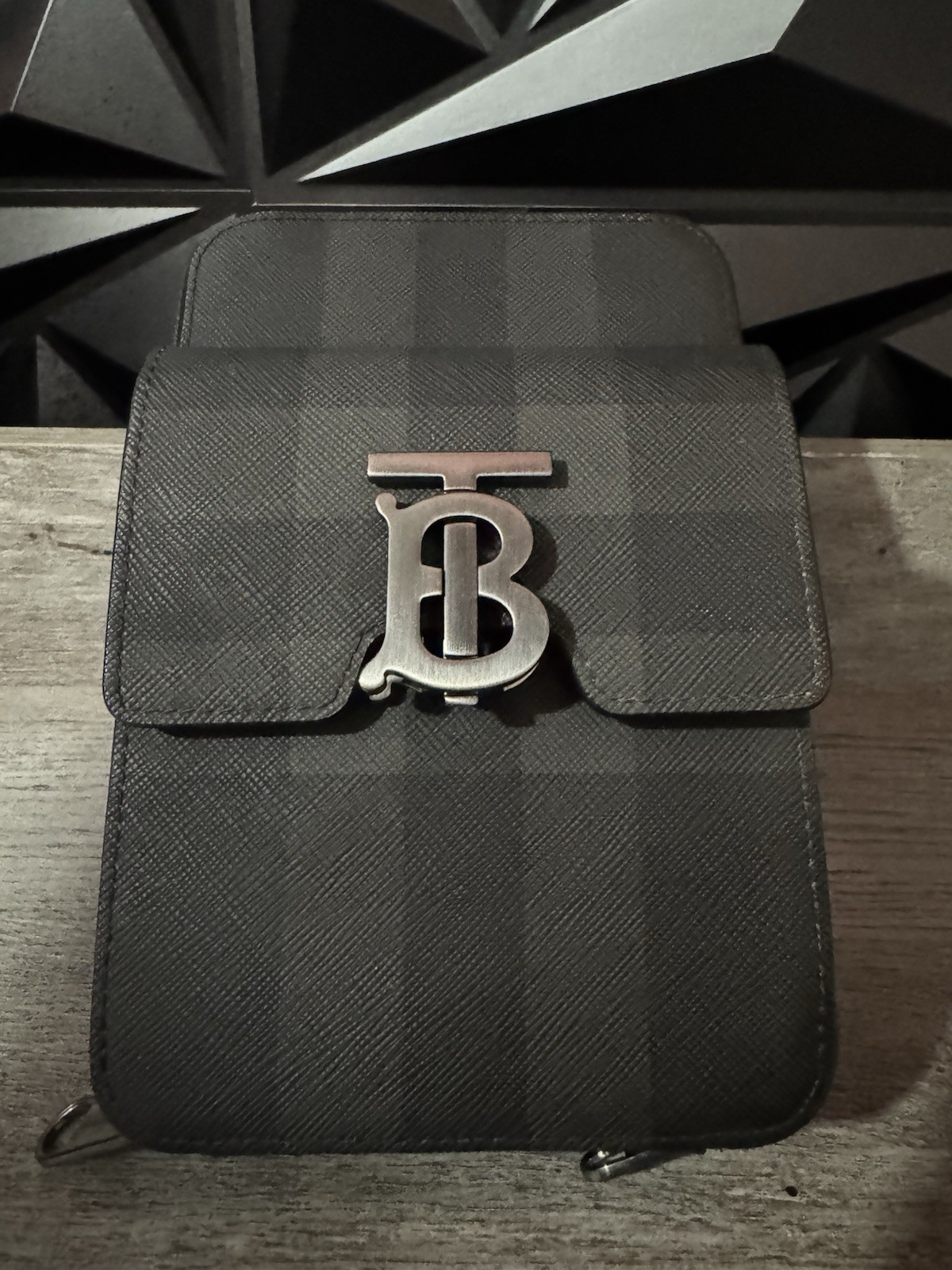 Burberry Monogram Motif Charcoal Check Crossbody Bag Authentic !!!