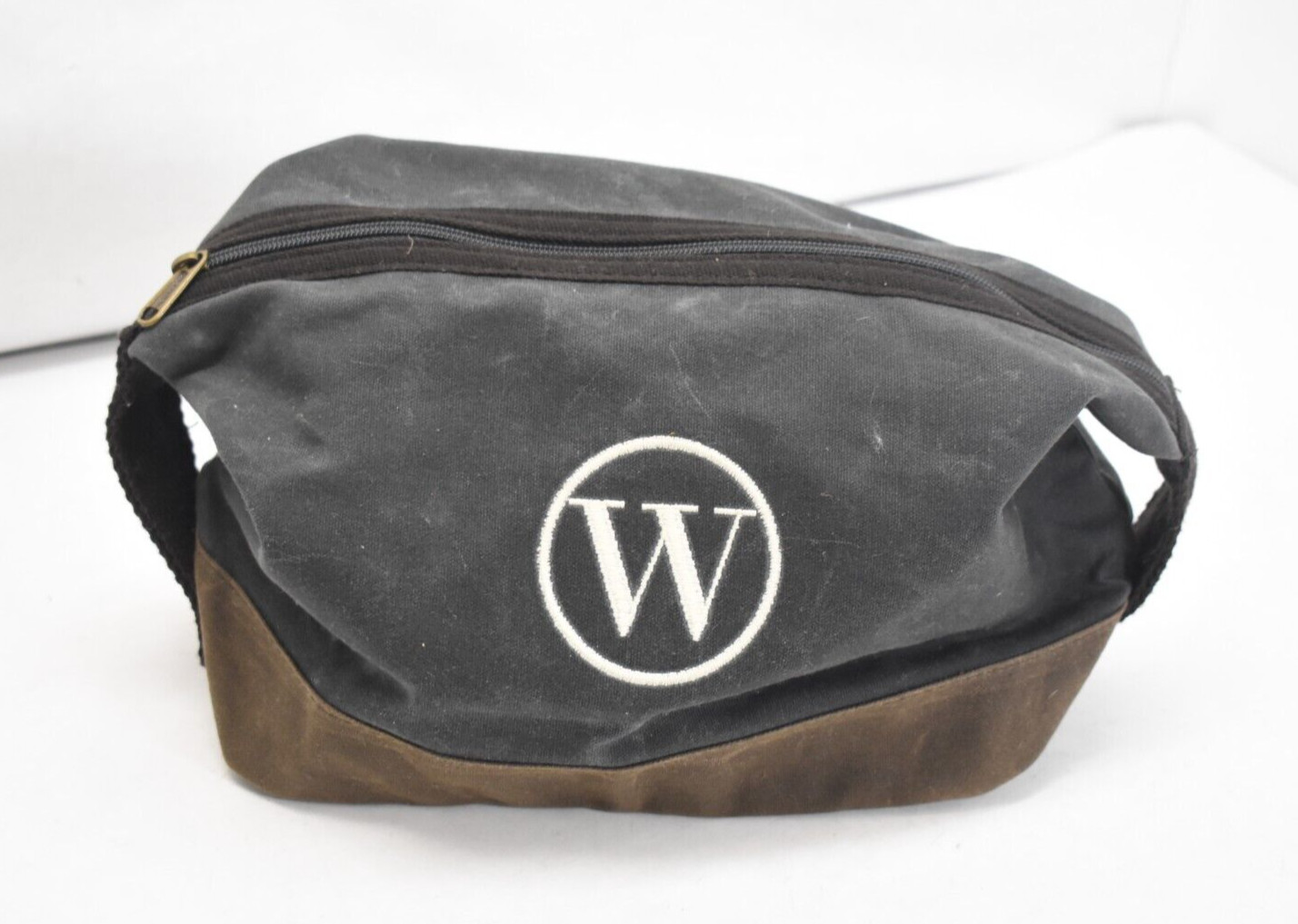 CB Station Waxed Canvas Travel Pouch Embroidered White “W” Black Brown Colored