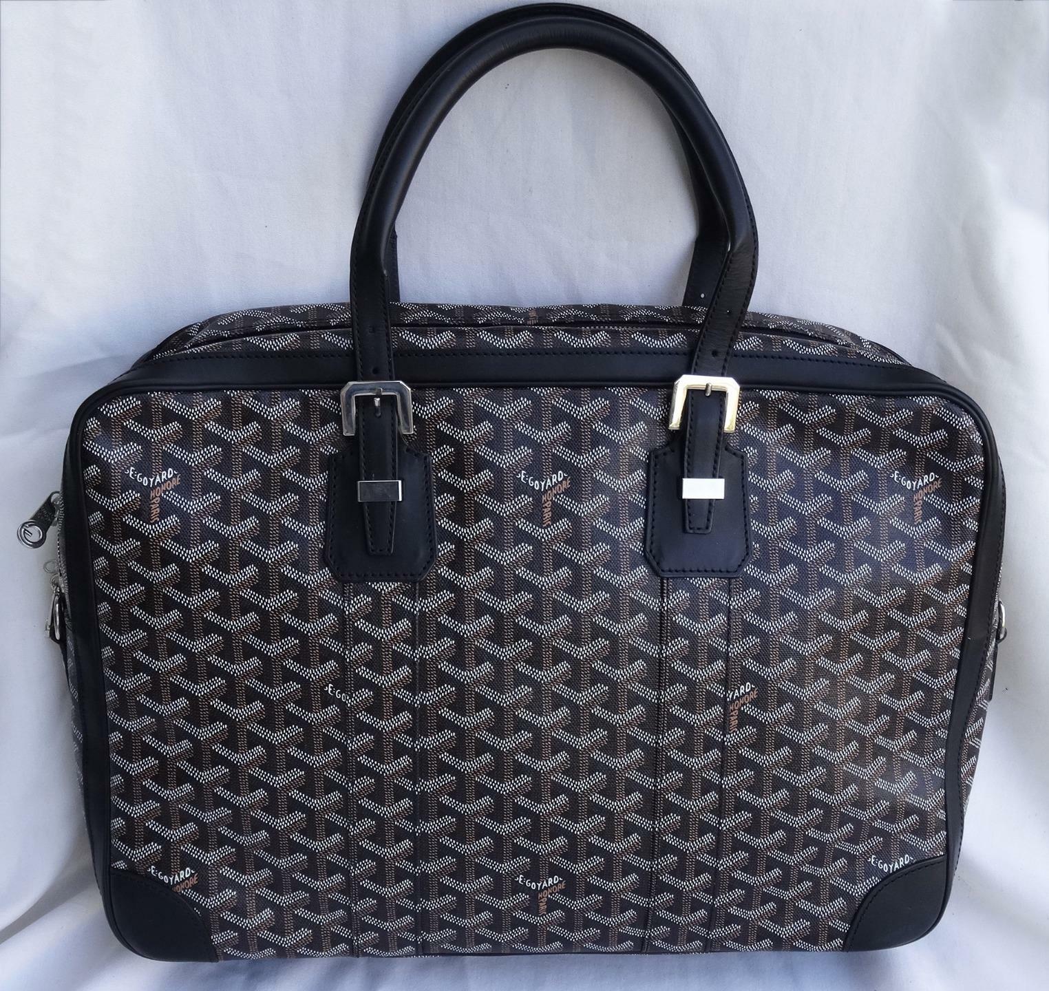 *AUTHENTIC* GOYARD Chevron Diplomat BRIEFCASE BLACK BAG Attache Monogrammed 24