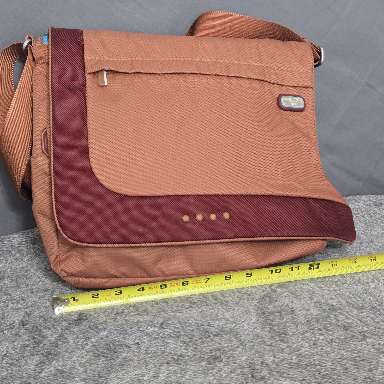 Tumi T-Tech Messenger Bag Orange Flame Ballistic Nylon Laptop Travel Crossbody