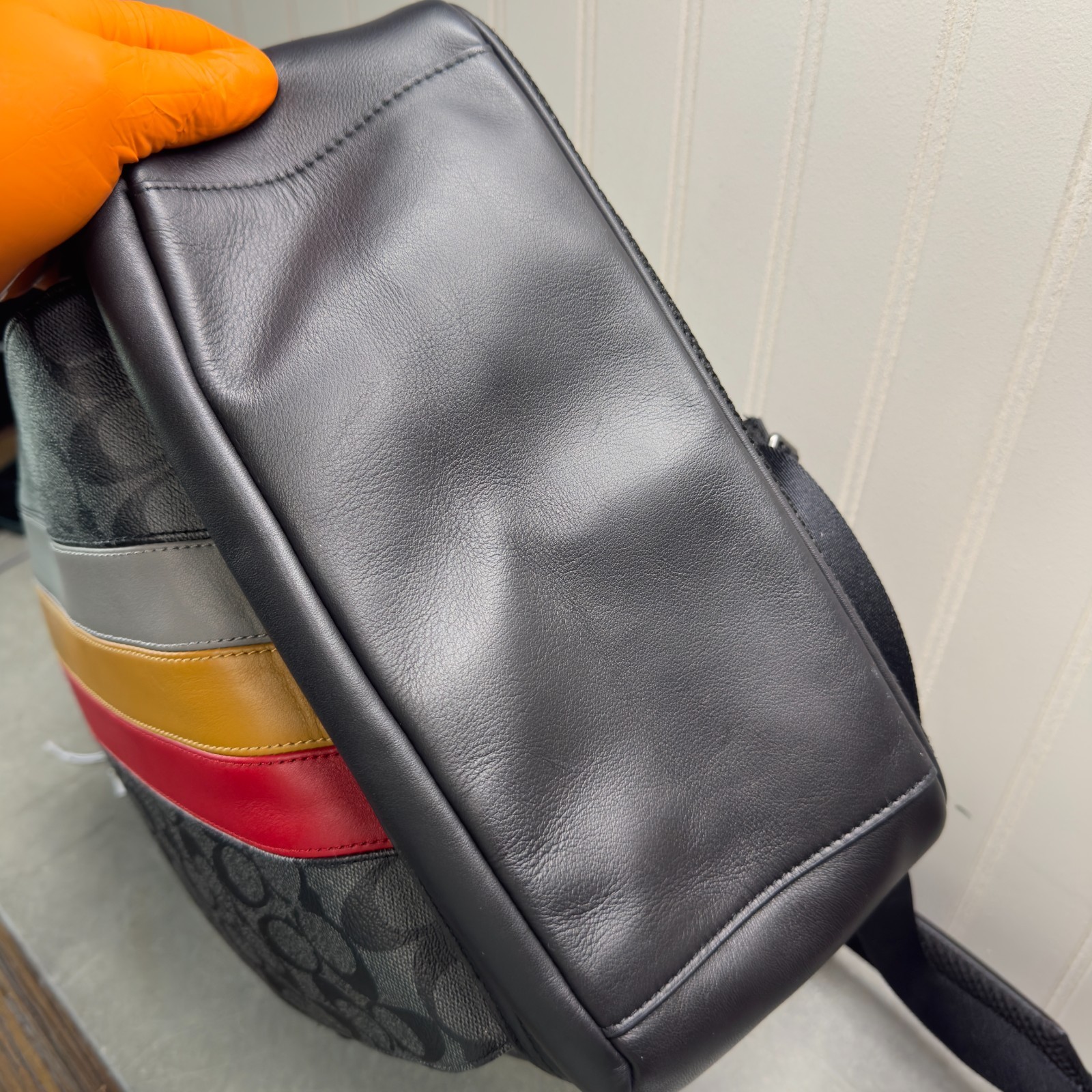 Coach West Backpack (Style No. C1363)-Black w/Coach Stripes, EUC