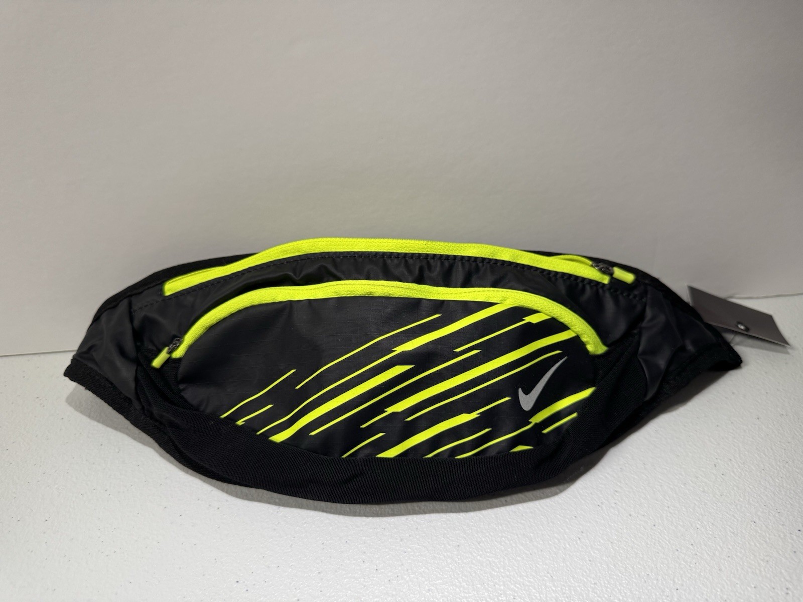 Nike Large Capacity Waistpack Black with Neon Green Trim One Size