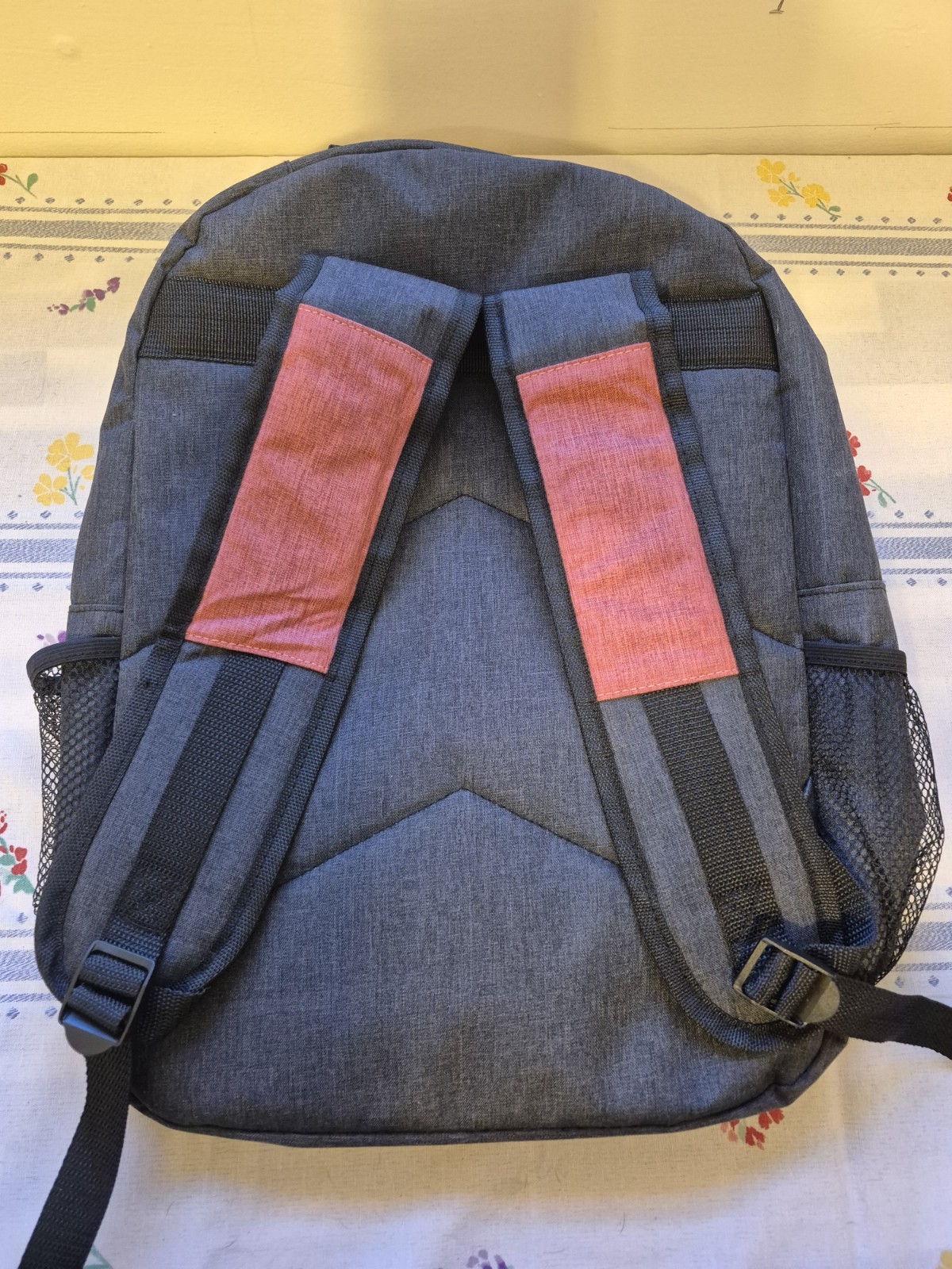 Red and Gray Backpack School Sports Travel Bungee Cord Front Daypack Unisex
