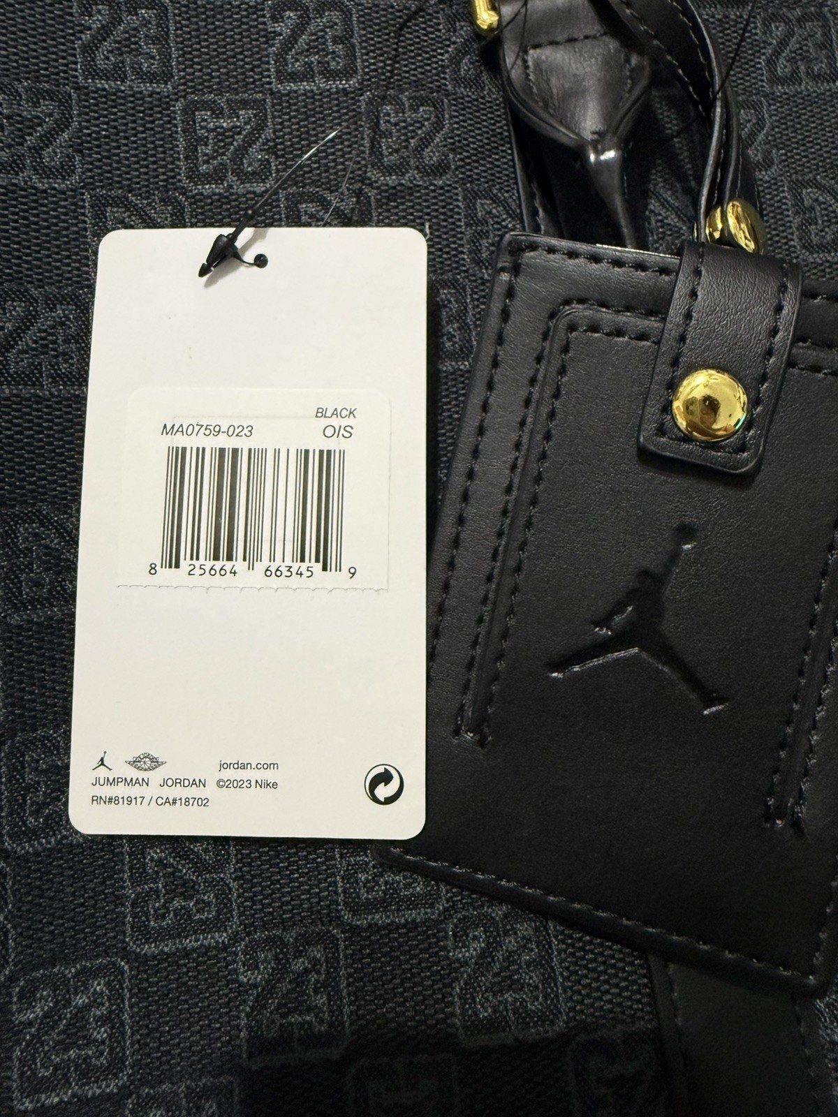 Air Jordan Monogram Black Duffle Bag Luggage Tote Carry On Size 25L