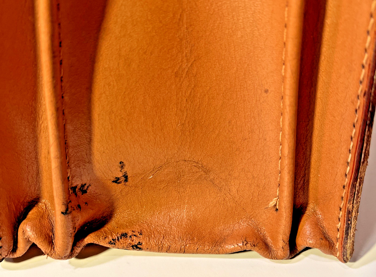 Vtg Genuine Leather Briefcase Cognac Deep Buffed Cowhide Legal Document Case