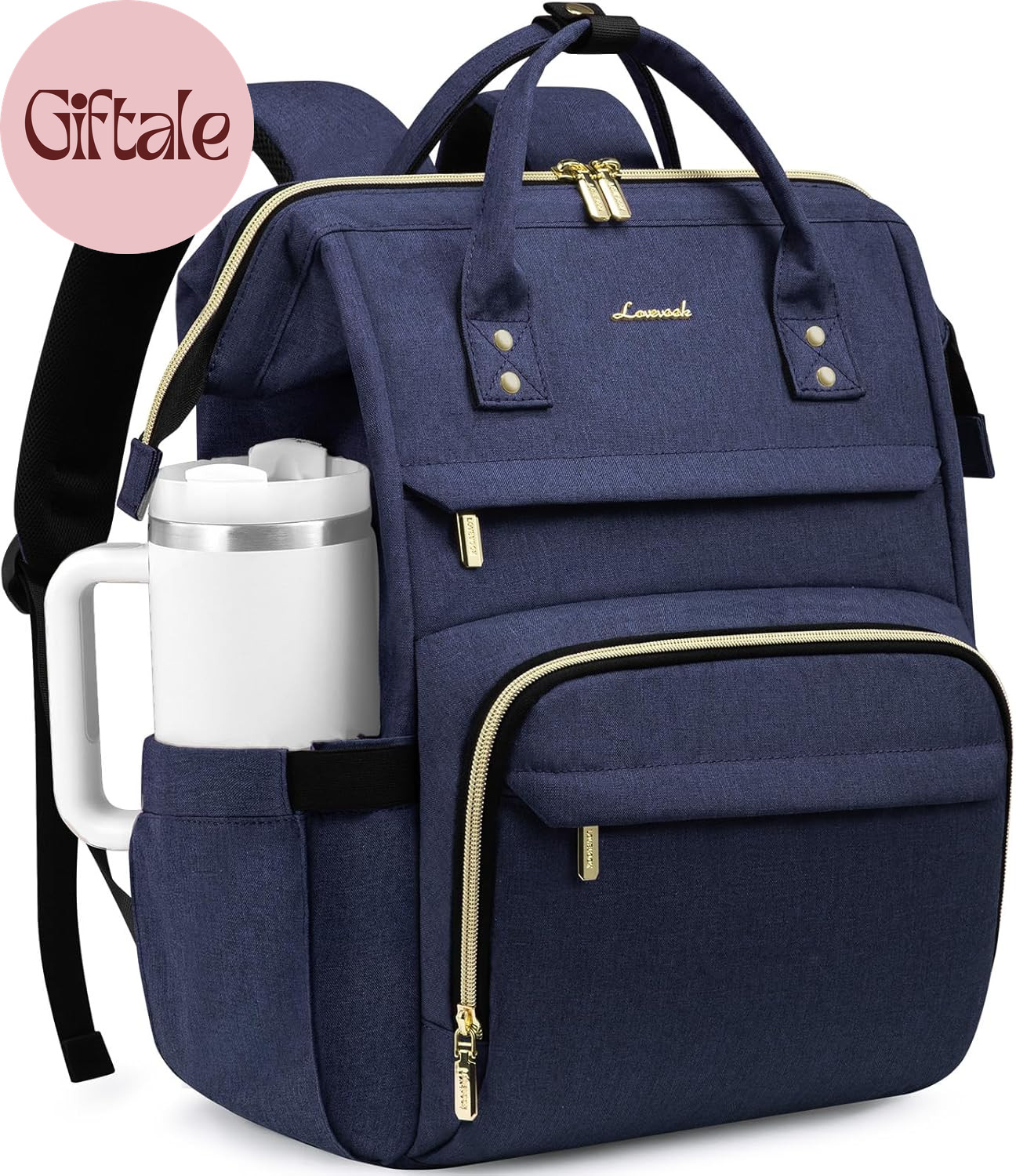Laptop Backpack for Women with Giant Tumbler Holder Pocket,15.6 Inch Waterproof