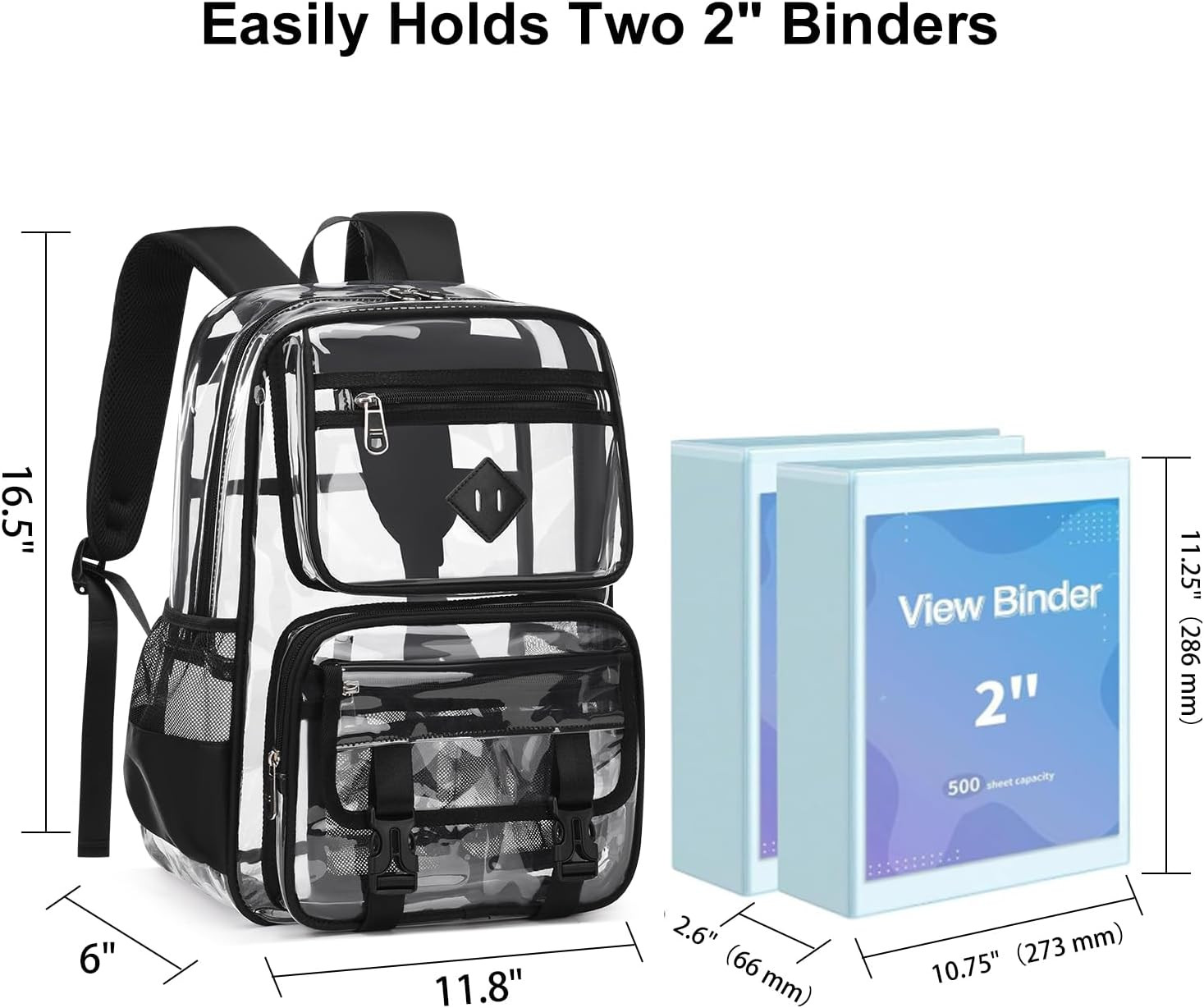 Clear Backpack for School, 16.5 Inch Large Heavy Duty Transparent Backpacks Stad