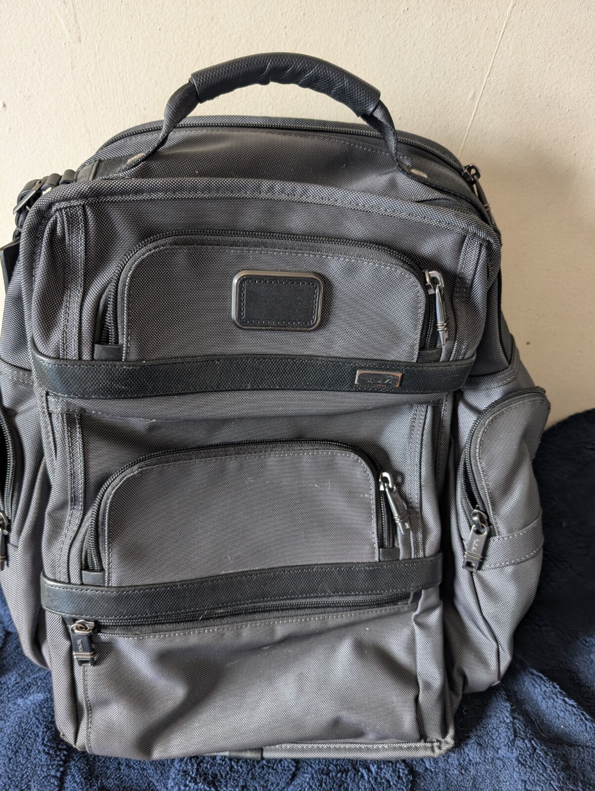 Tumi Alpha Brief Backpack 3 Gray Multi Pocket With Leather Details