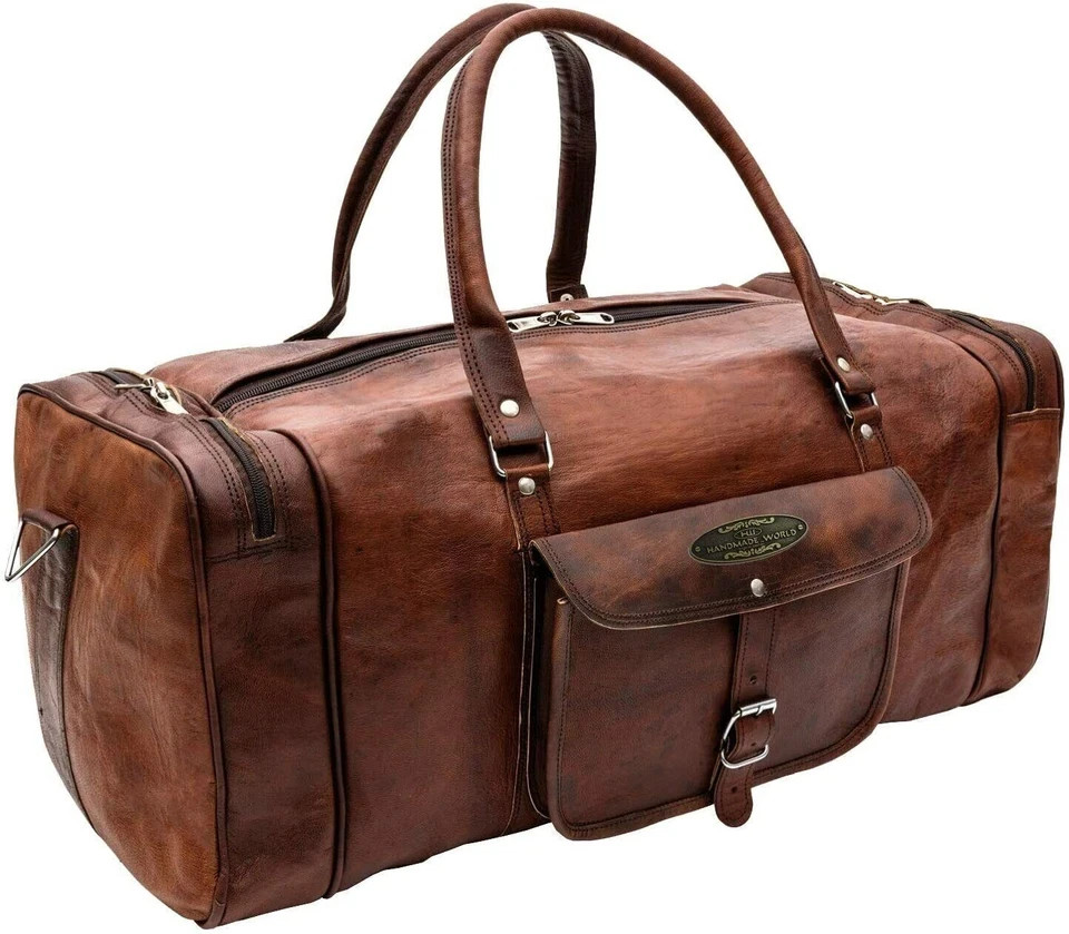 Leather Duffle Bag Genuine Trave 21″ -Handmade World