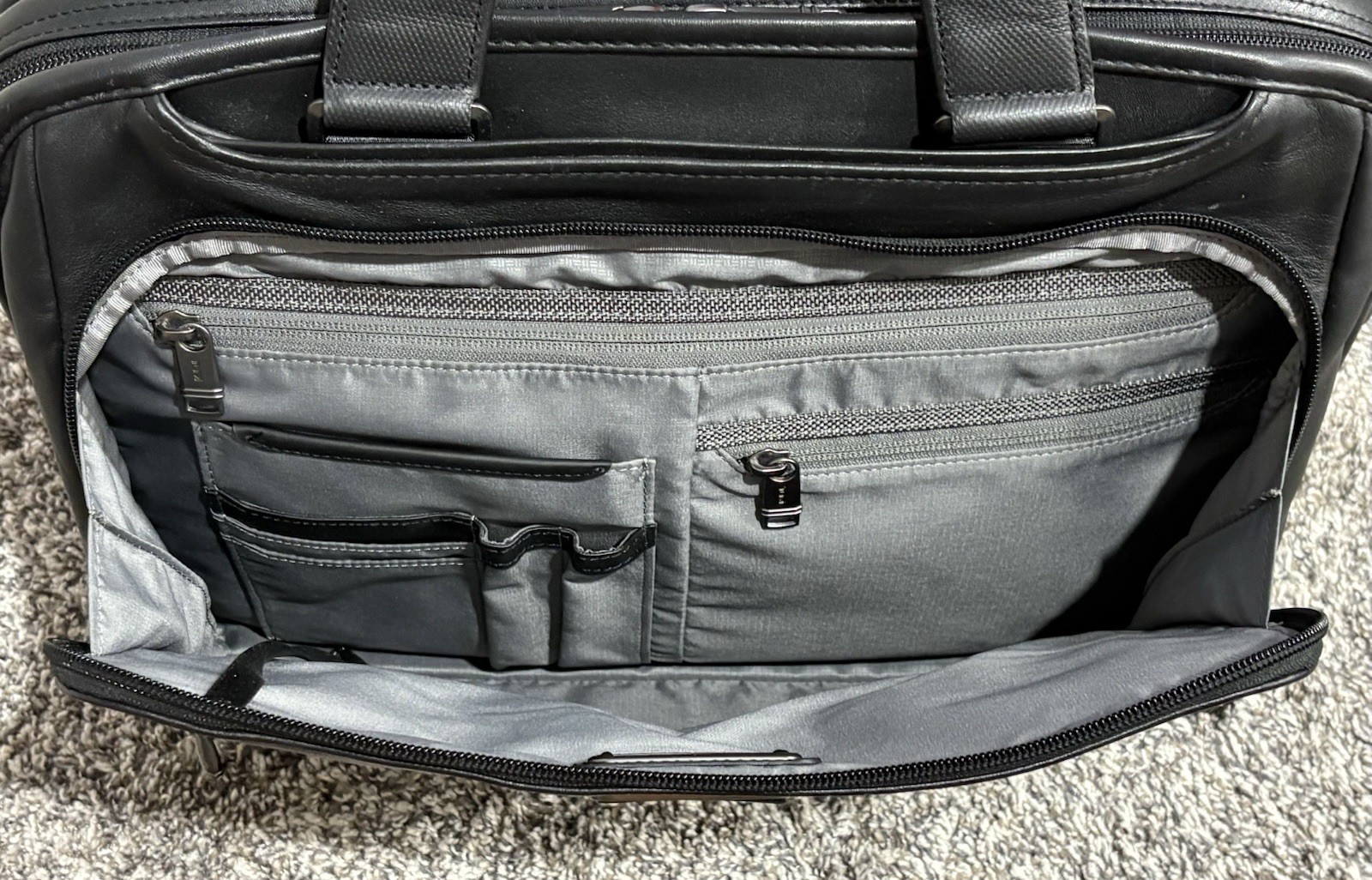 TUMI ‘Alpha 3’ Black Leather Laptop Organizer Briefcase – 117320