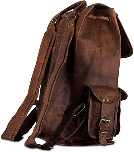 Vintage Full Grain Leather Backpack Men’s Rucksack Laptop Bag Travel Daypack 20″