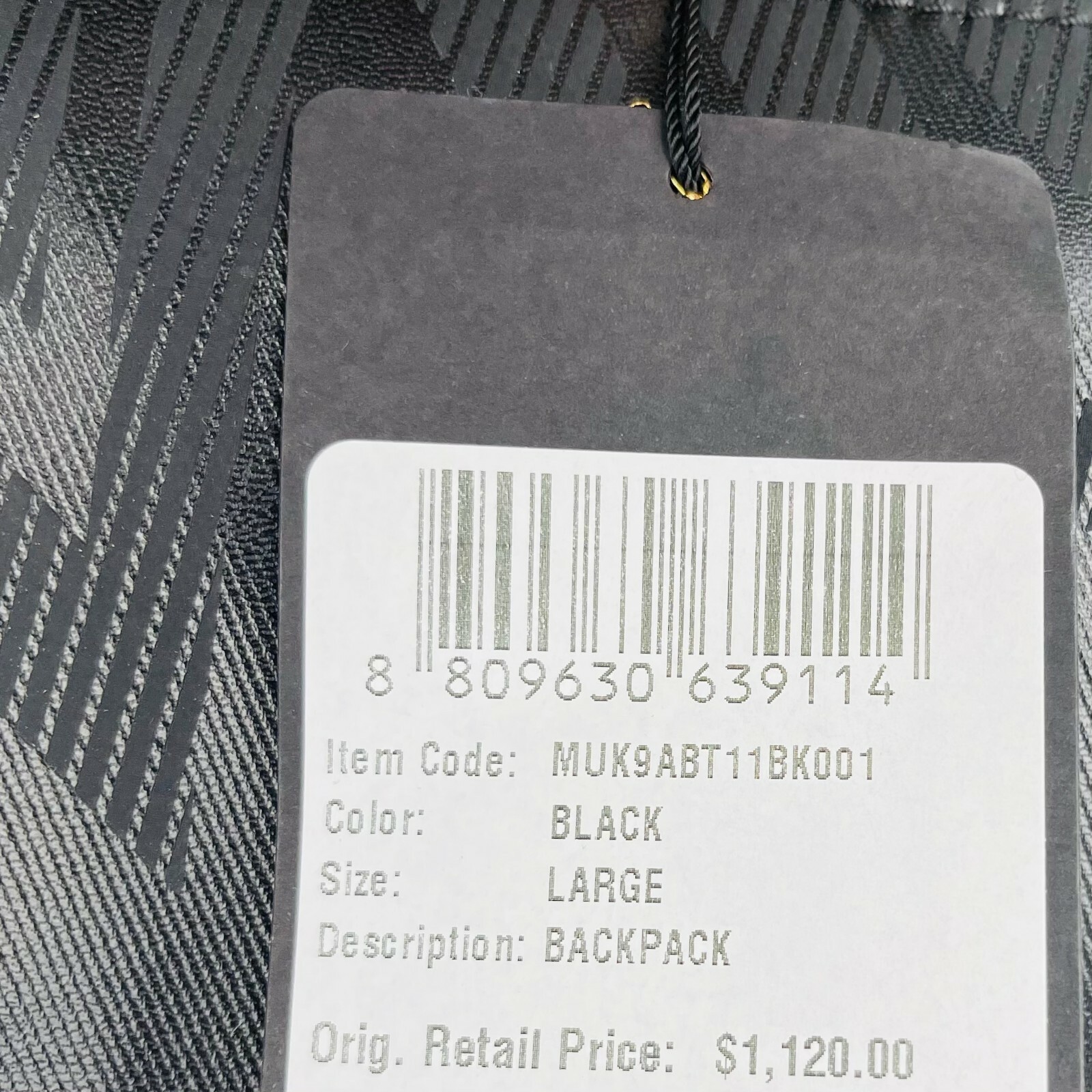 with tags $1120 MCM Tivitat Black Coated Canvas Large Drawstring Backp G1N