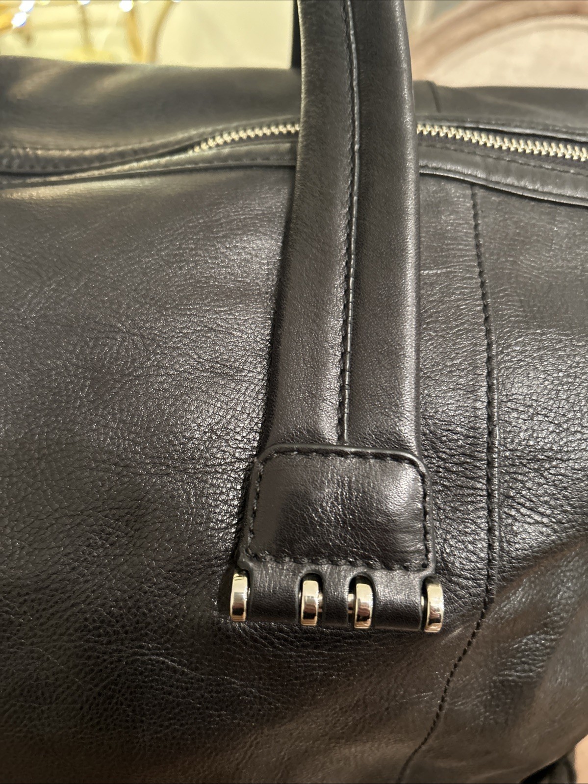 COLE HAAN MENS BLK LEATHER WEEKENDER Duffle BAG / Beautiful