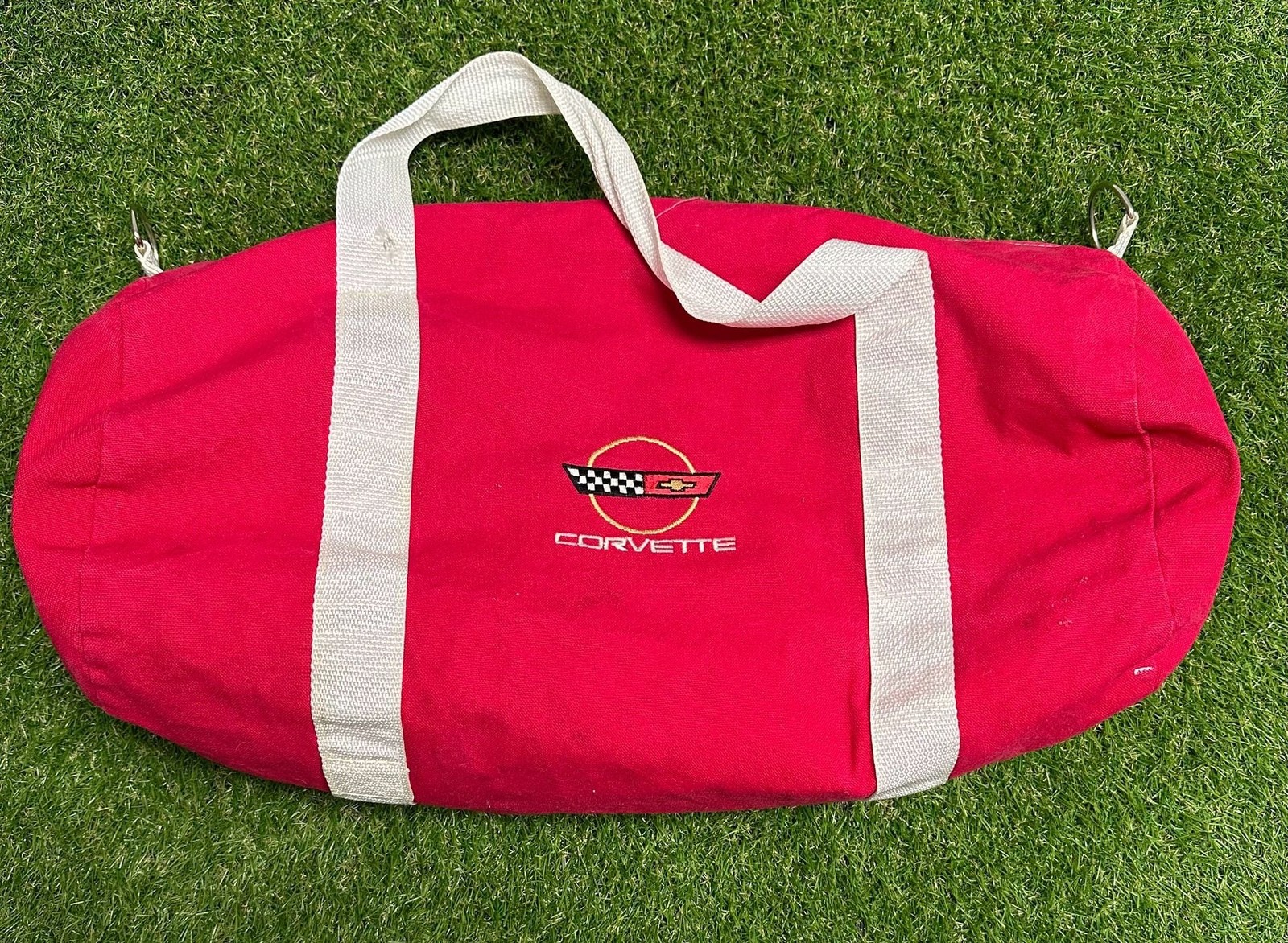Augusta Sportswear Vintage Red Canvas Chevrolet Corvette Embroidered Duffle Bag
