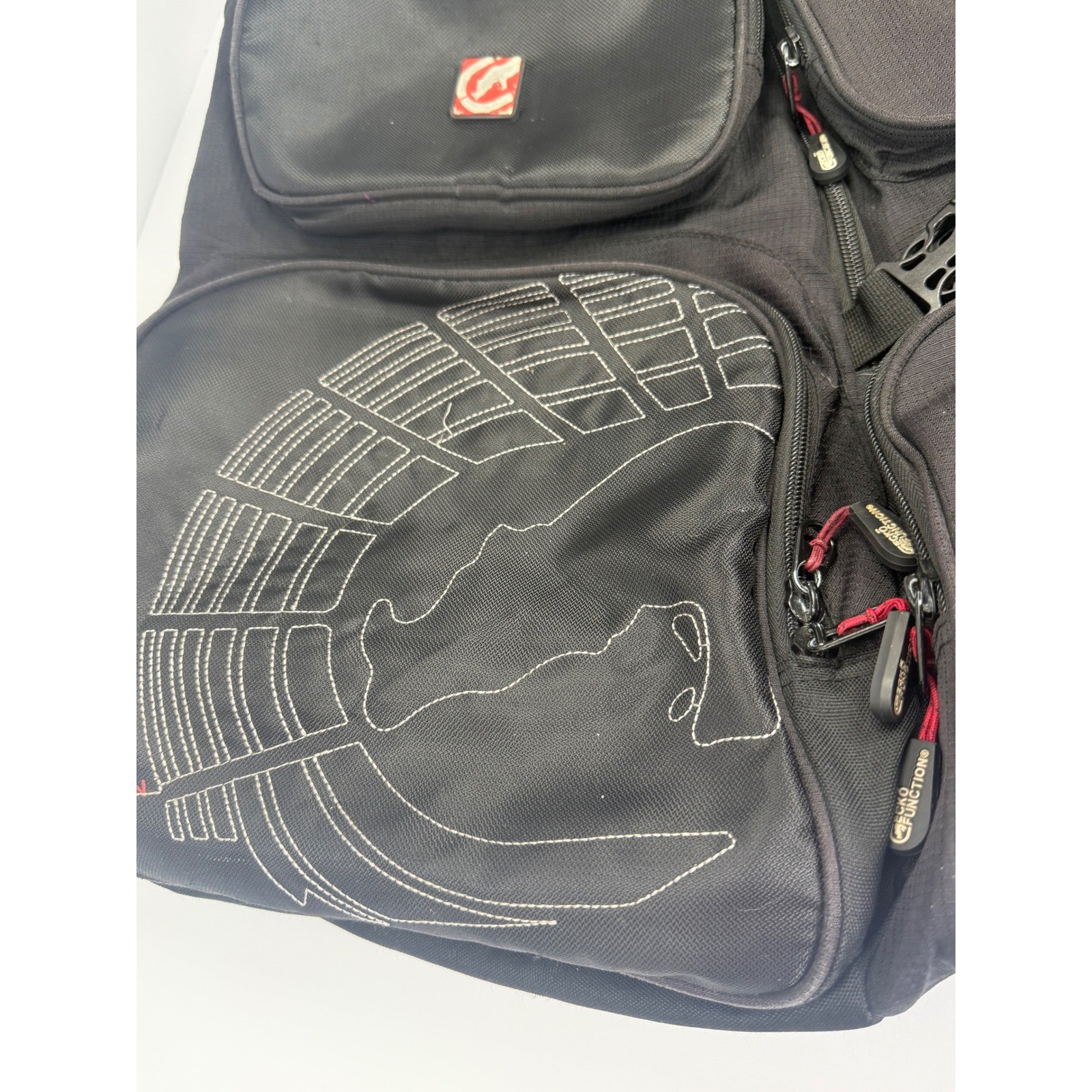 Ecko Function Backpack Black Rhino Graphic Y2K Streetwear Multi Pocket Tech Bag