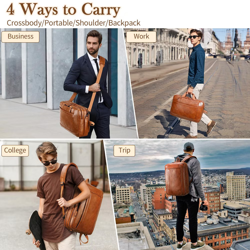 Faux Leather Messenger Bag for Men | 17 Inch Leather Mens Laptop