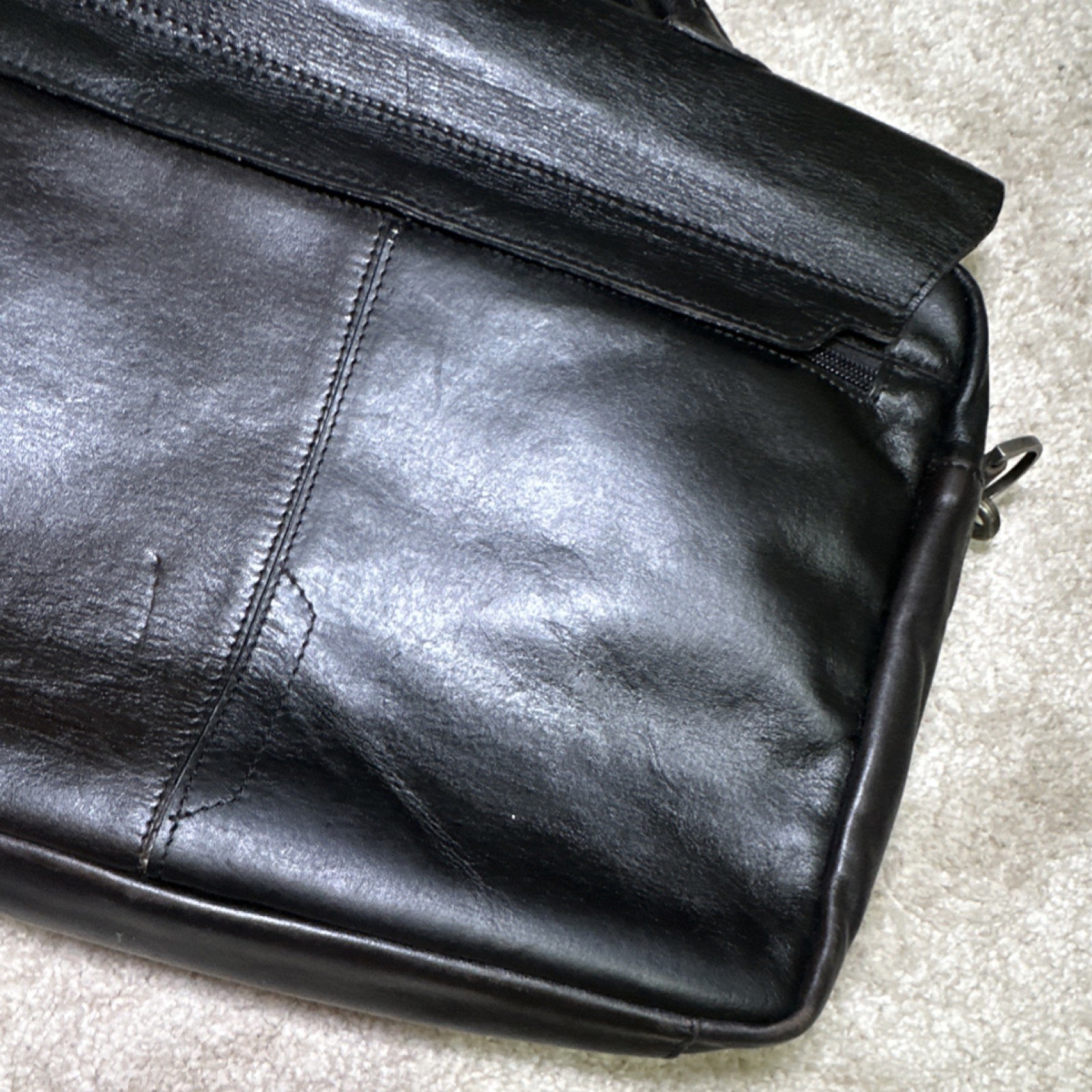 Velez Black Briefcase/Document Case Shoulder/Crossbody Strap Zip Buckle