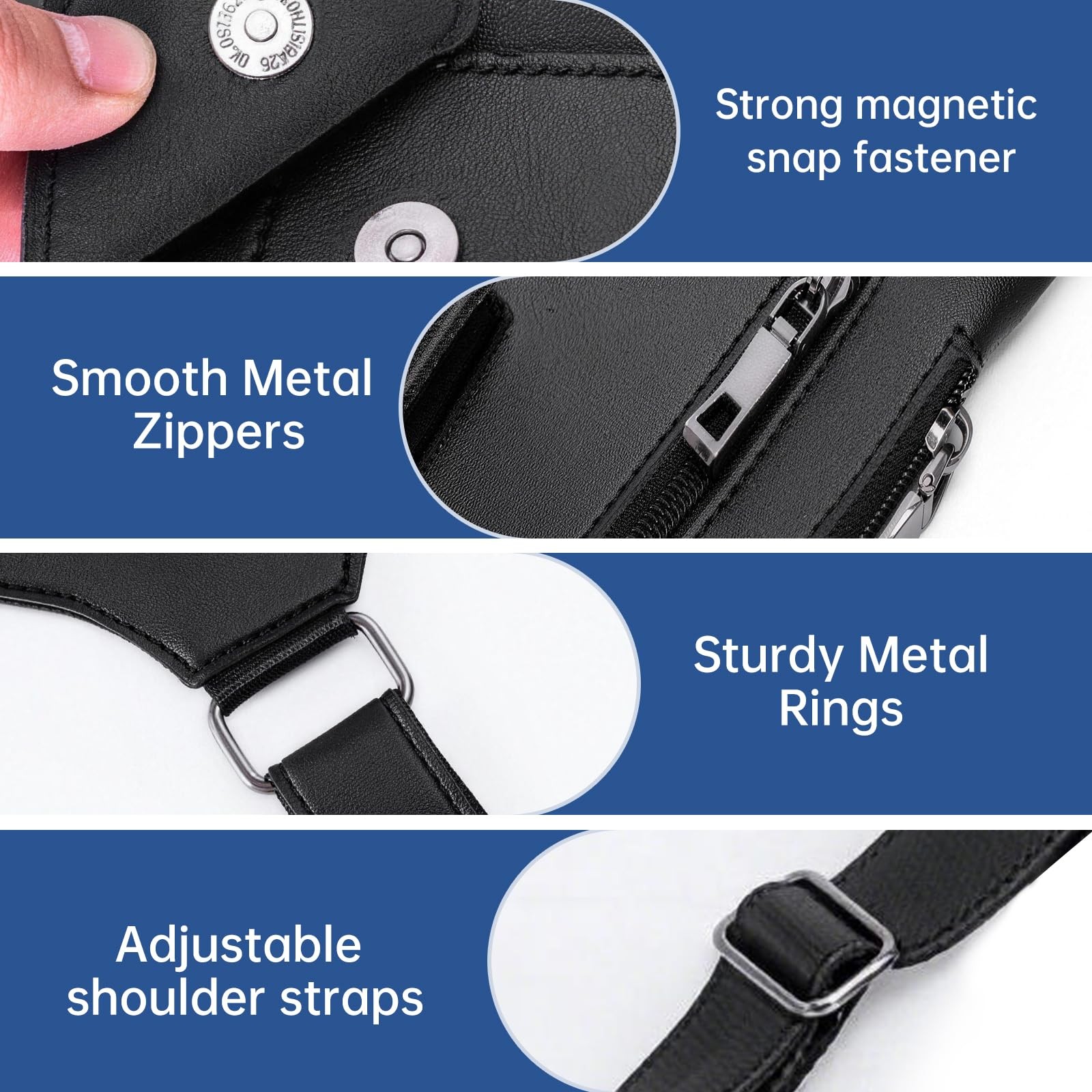 Double Shoulder Armpit Bag for Men, Anti-Theft 11.8 x 6.3 inches, Black