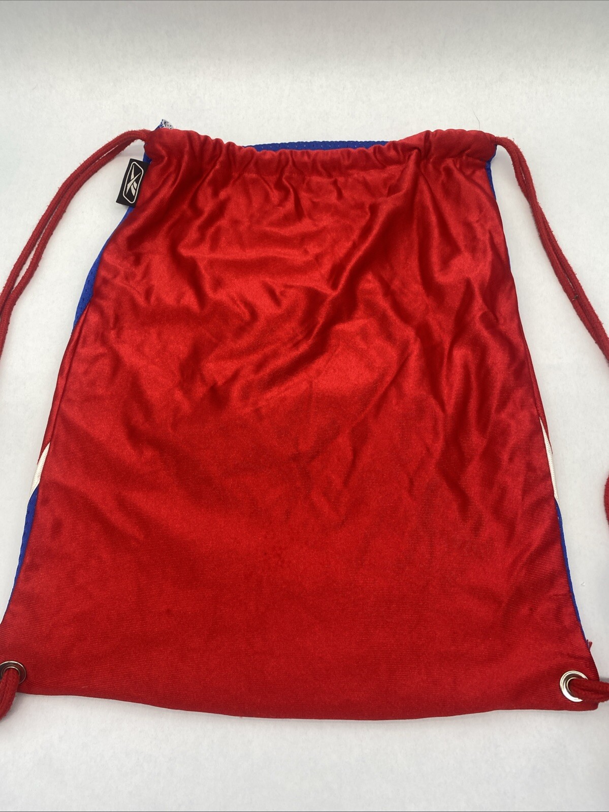 (2) WALLACE Drawstring Cinch Sacks Backpack School Tote Gym Bags Red White Blue