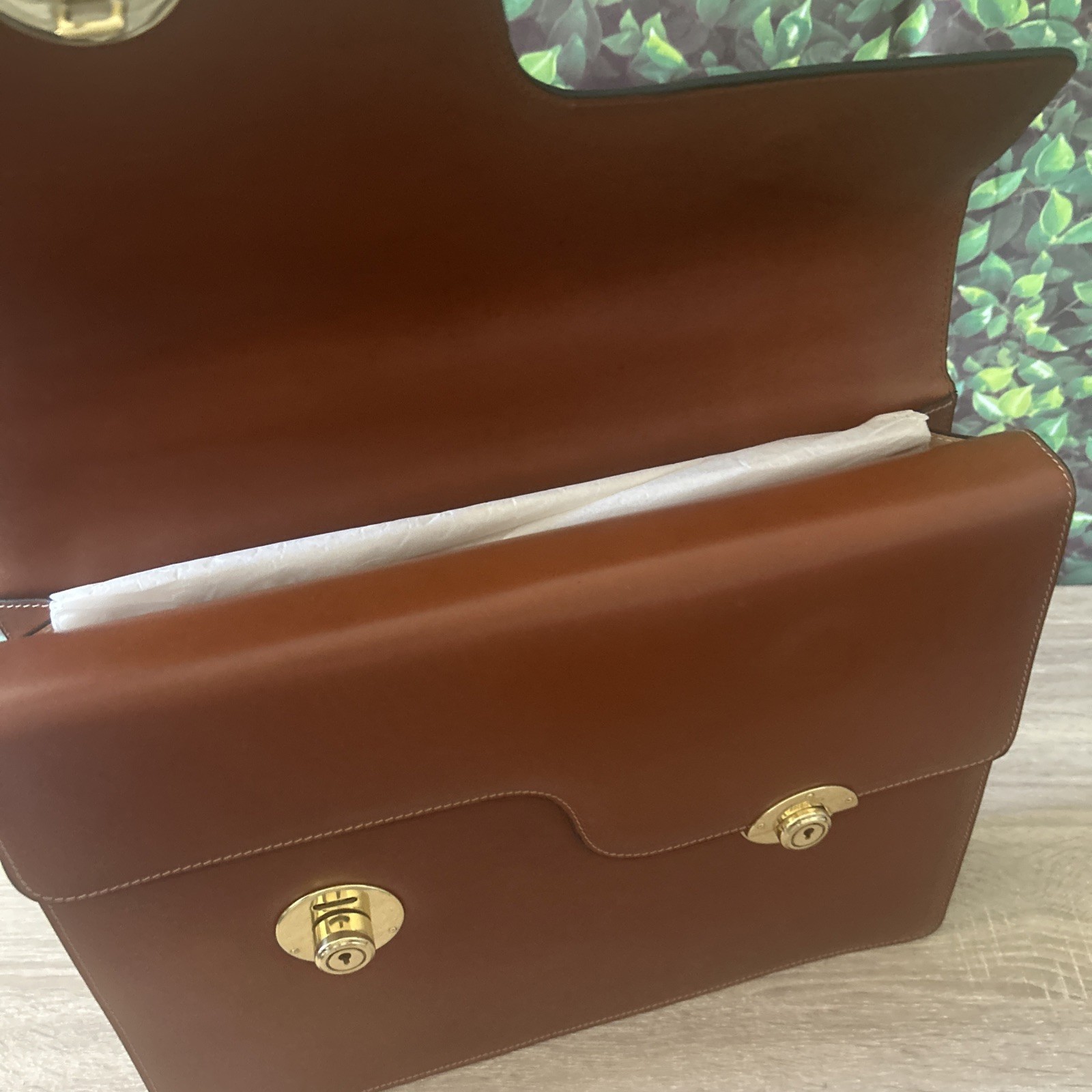 GOLDPFEIL Brown Leather Briefcase Portfolio Germany Gold Pfeil