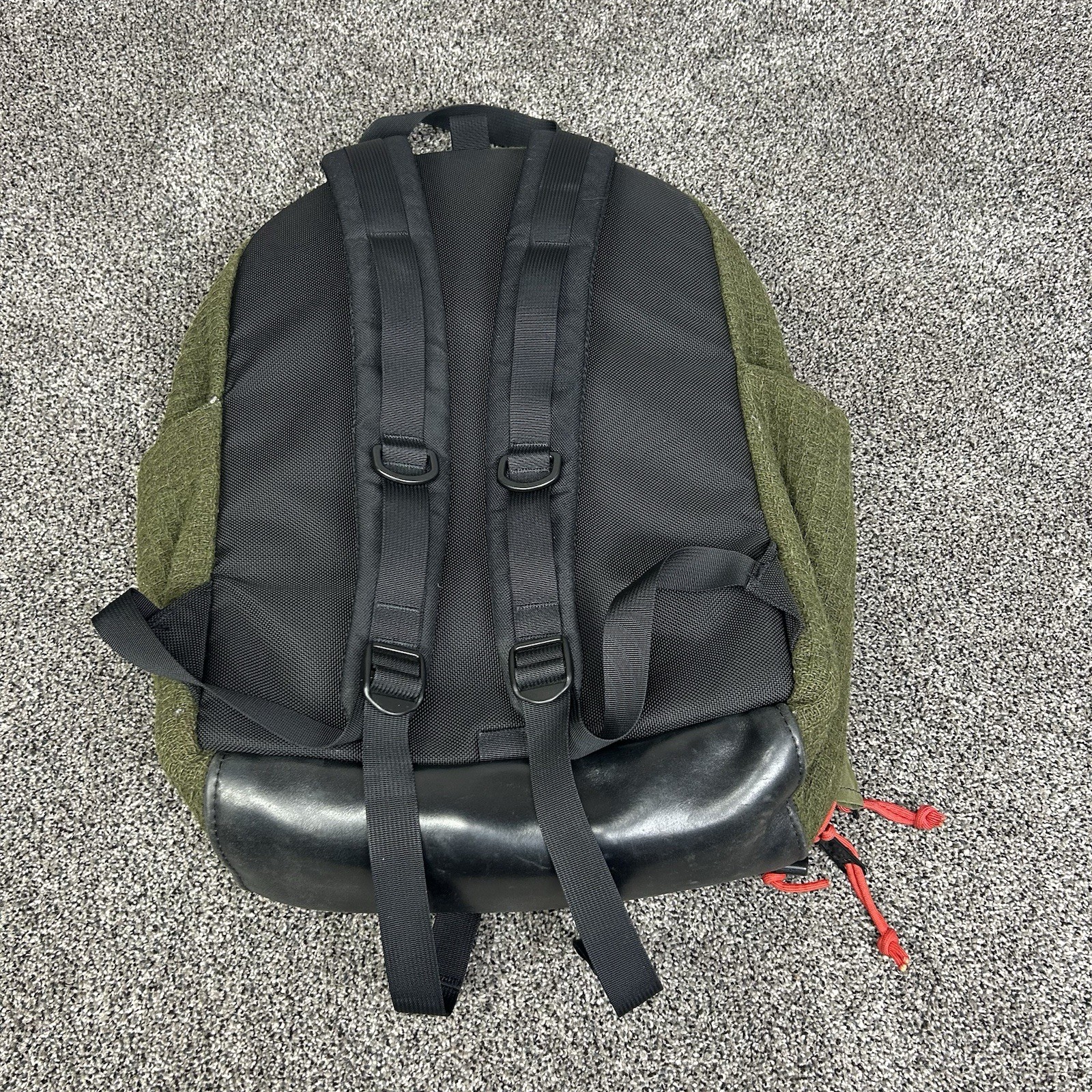 Woolrich Backpack- Vintage-canvas TOPO Design Green Wool Blend Mens 4057 Zip