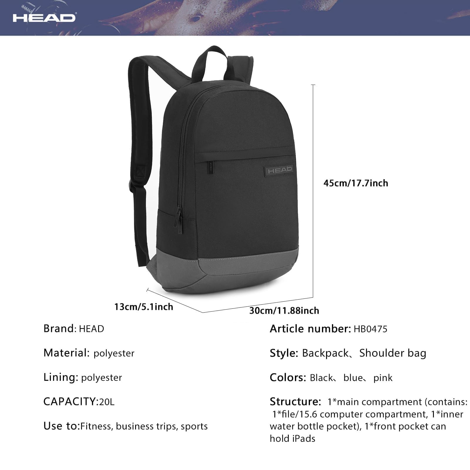 Small Waterproof Backpack Lightweight Casual Daypack Fits 15.6 In Laptop