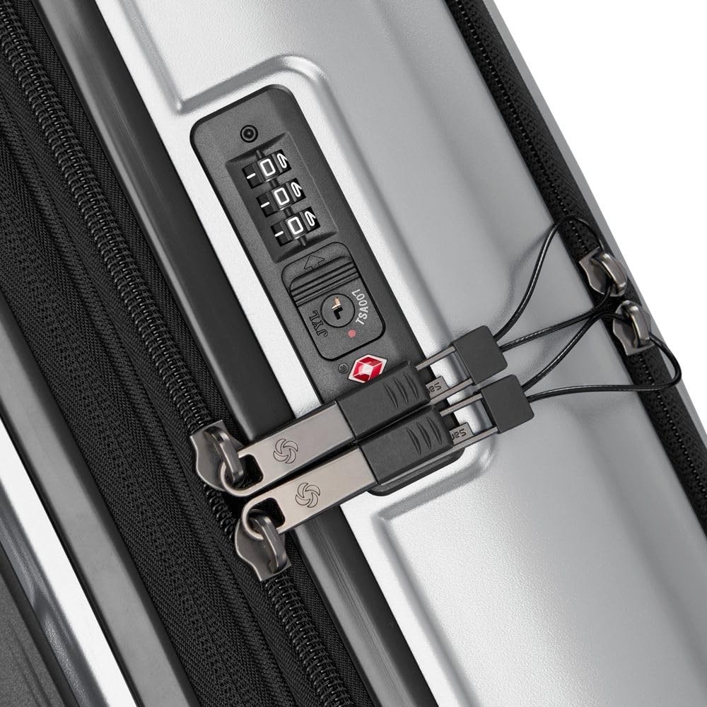 Samsonite Octiv Hardside Spinner Aluminum Silver Front Pocket Carry On 21 In U3