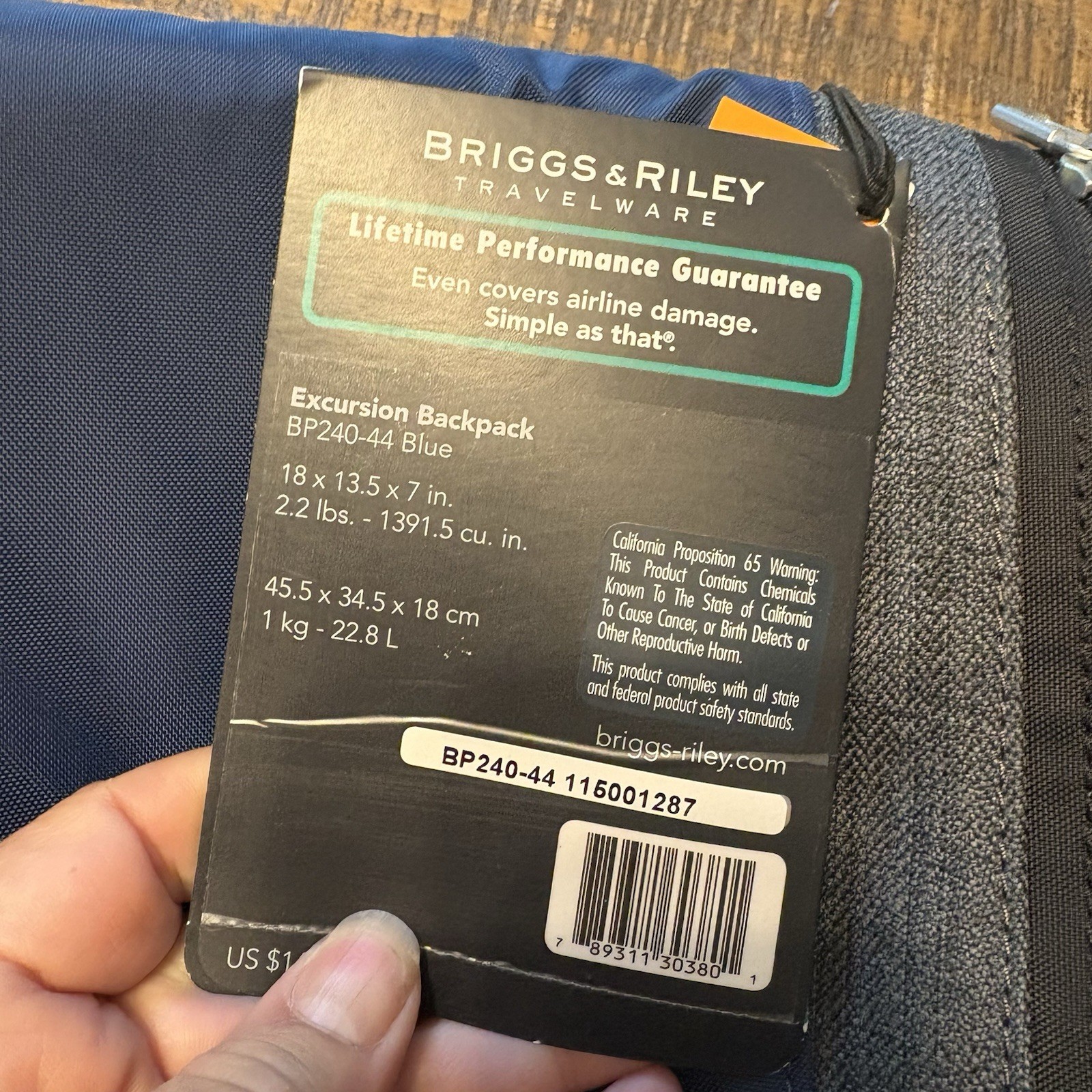 Briggs & Riley BRX Excursion Backpack Blue Travel Work Commuter Bag BP240-44