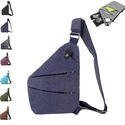Anti Theft Travel Bag,Anti Theft Crossbody Bag, Sling Bag Blue Right Shoulder