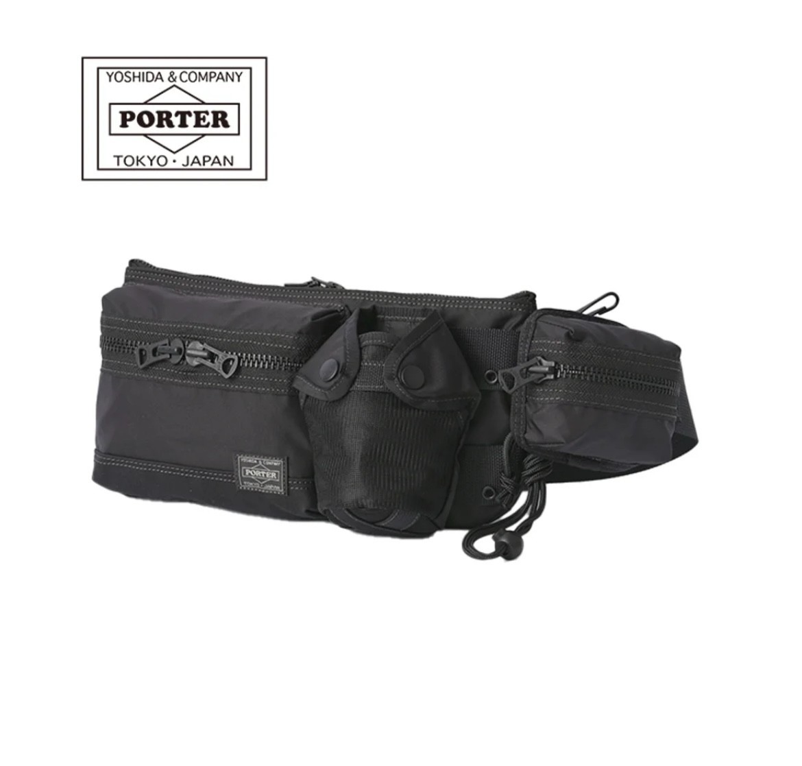 PORTER ALL Waist Bag with Pouches 502-05961 Black Crossbody Hip Bag Yoshida JP