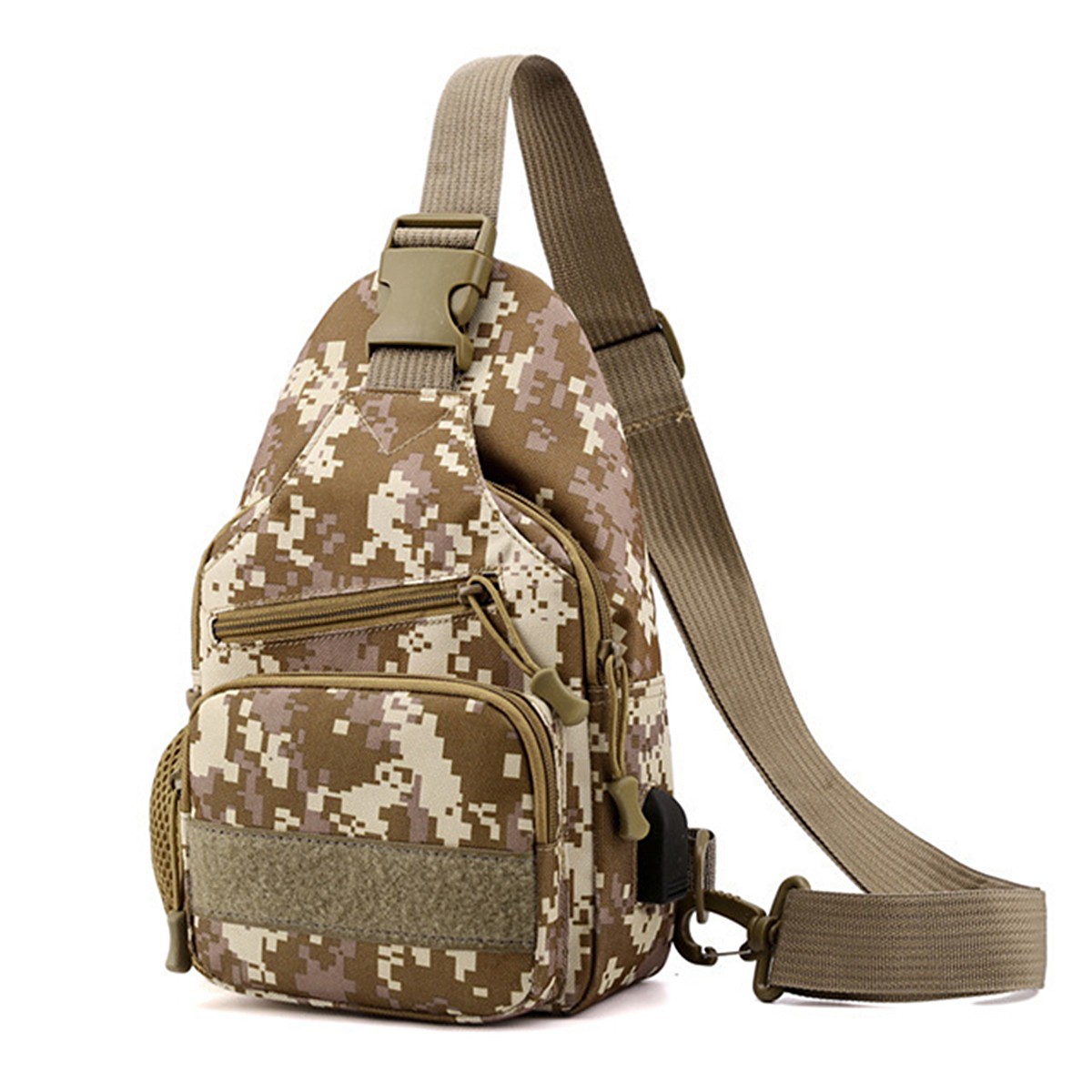Multiple Layers Canvas Men’s Cross-body Sling Bag Leisure Chest Bag Shoulder Bag