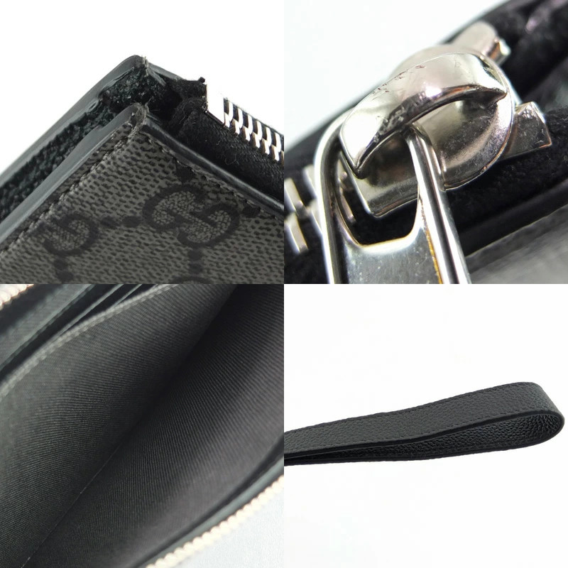 Gucci Clutch Bag 768374 GG Supreme Gray Black Used