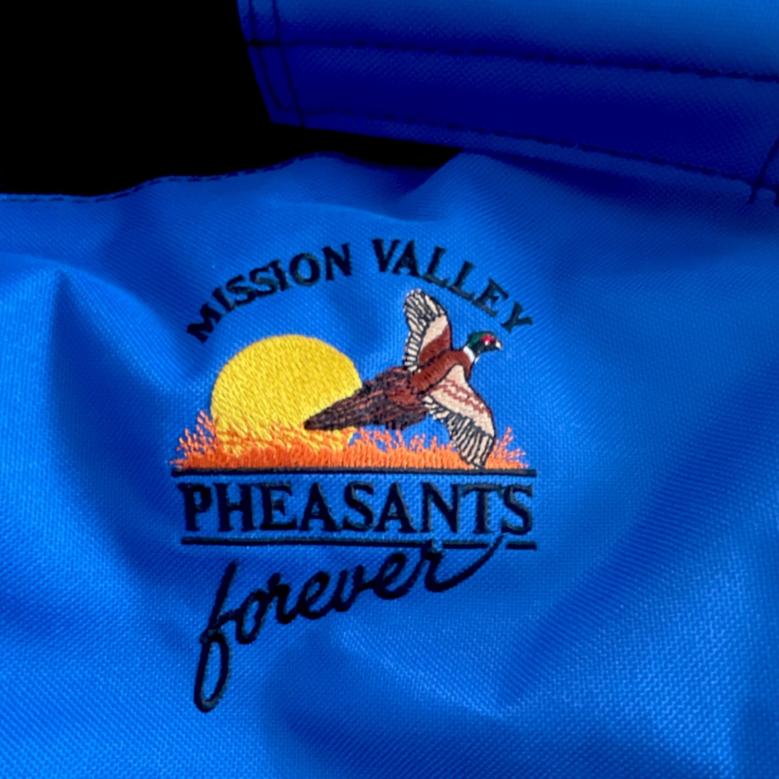 Cool Mission Valley PheasantsForever Blue Duffle Adjustable Strap Embrodered New