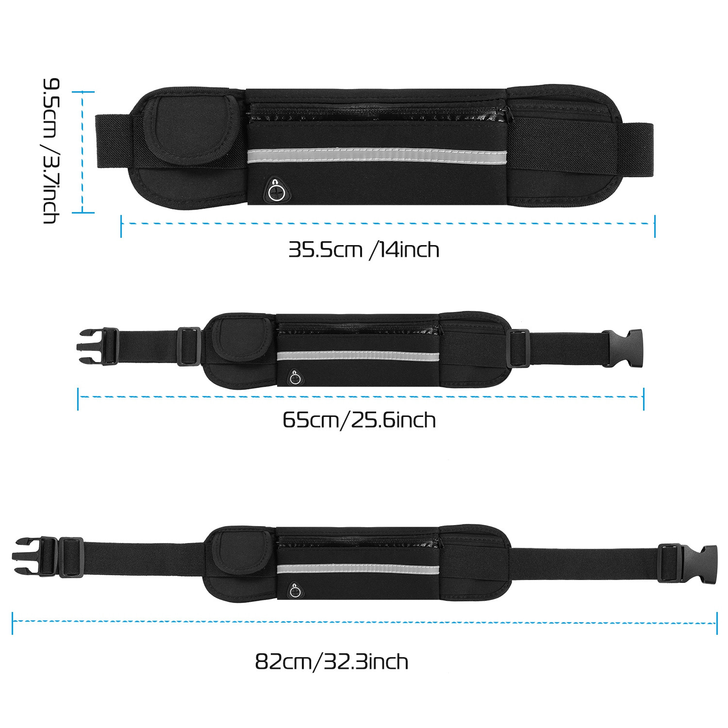 Sports Running Waist Bag Waterproof Adjustable Belt Pouch for Fitness Travel