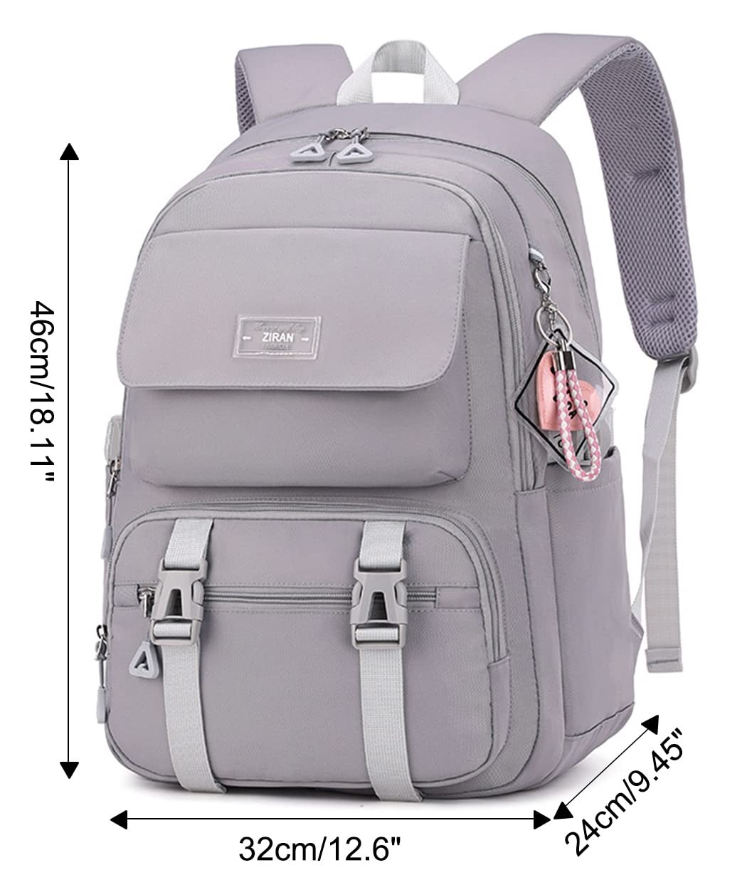1 PCS 2# Grey Teen Girls Casual Backpack School Travel Laptop Bag 26 Liters