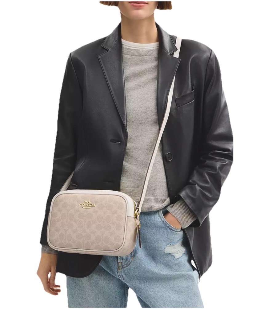 COACH Jamie Camera Crossbody Shoulder Bag Signature Canvas Sand/Chalk CZ186 NWT