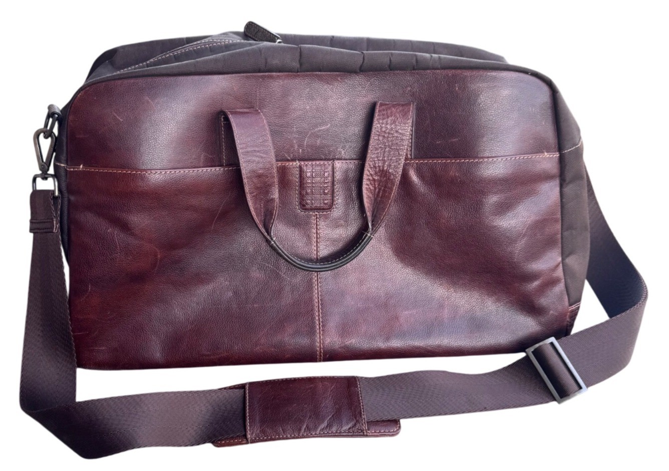 Boconi Mens Leather Duffel Bag Nashville Est 2010 Brown Travel Carry On Bag