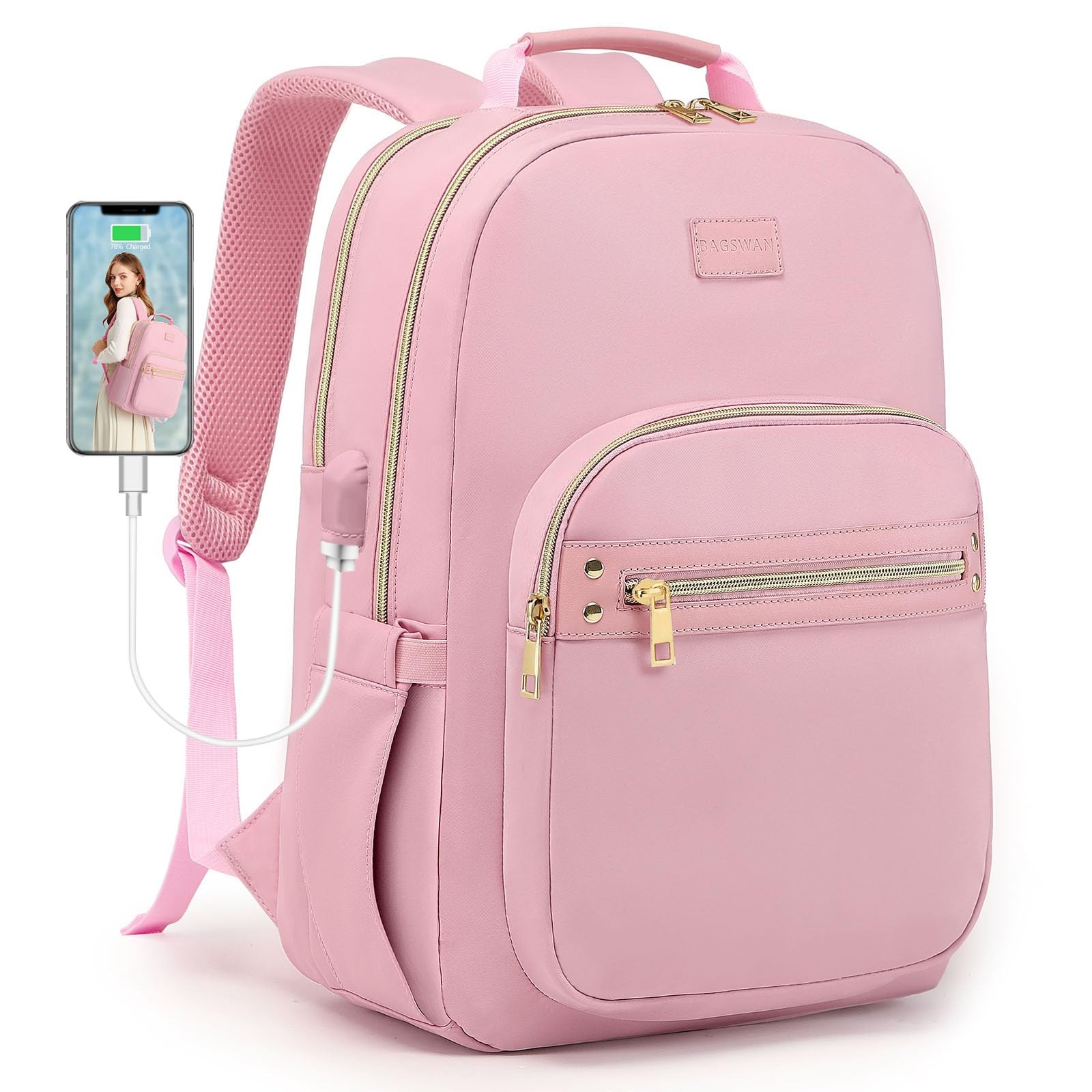 Mochila Laptop De 15.6″ Para Mujer Niñas Gran Capacidad Viaje Bolsa Impermeable