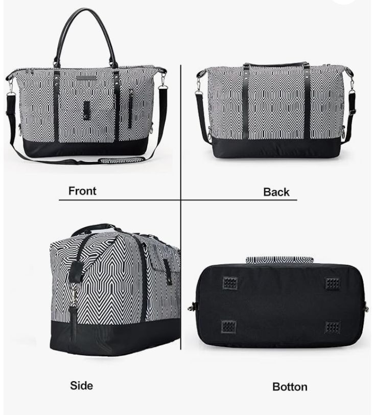 MAYMOONER 56L Black Stripe Unisex Travel Tote Duffle Bag