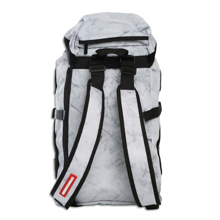 Brand New SPRAYGROUND Chenille White Marble Shark Top Loader Bag