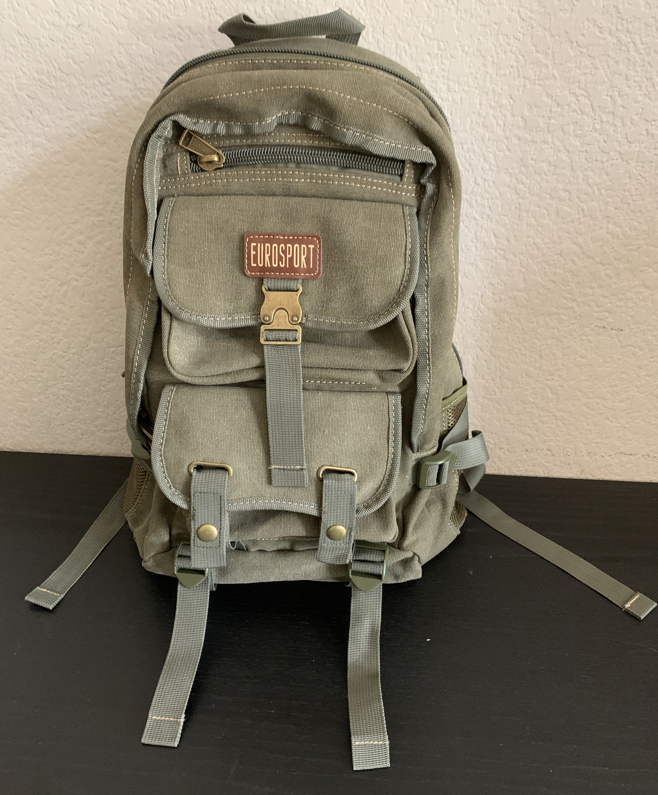 Eurosport Canvas Backpack Bag Olive Green #B705