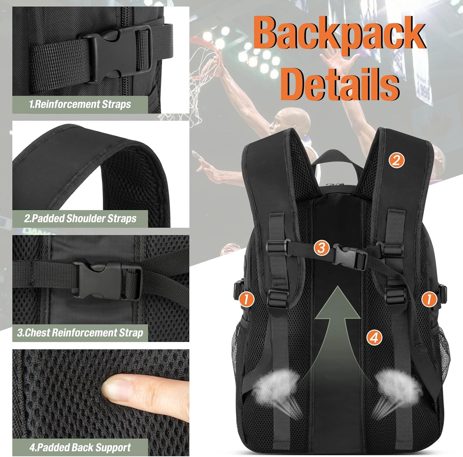 Basketball Backpack – Large Sports Equipment Bag with Ball Holder & Shoe Compart