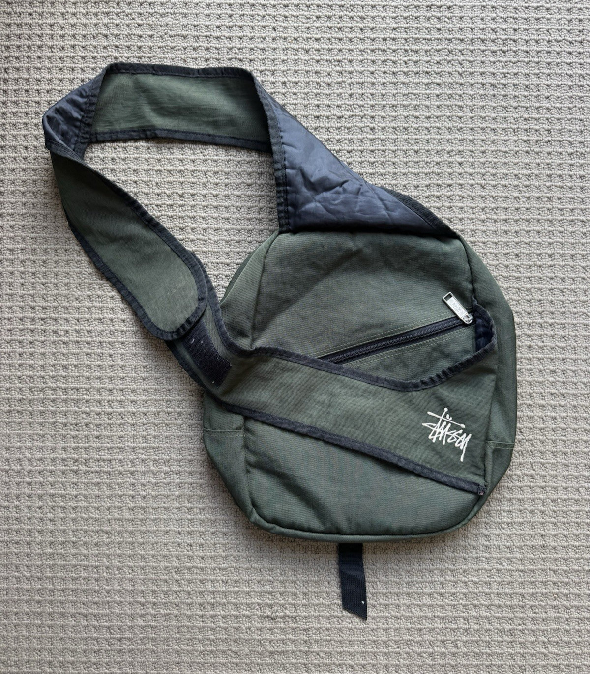 Y2K Stussy Cross Body Shoulder Bag Single Strap Side Green Appendix Stussy Troop