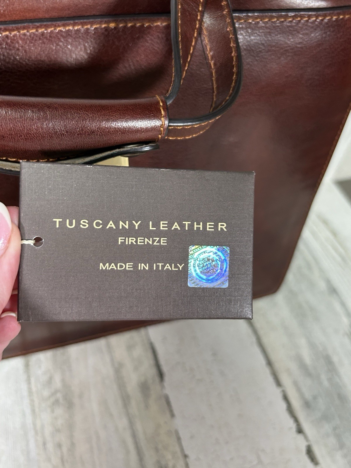 NWT Tuscany Palermo Leather 3-Compartment Unisex Briefcase Brown Made In Italy