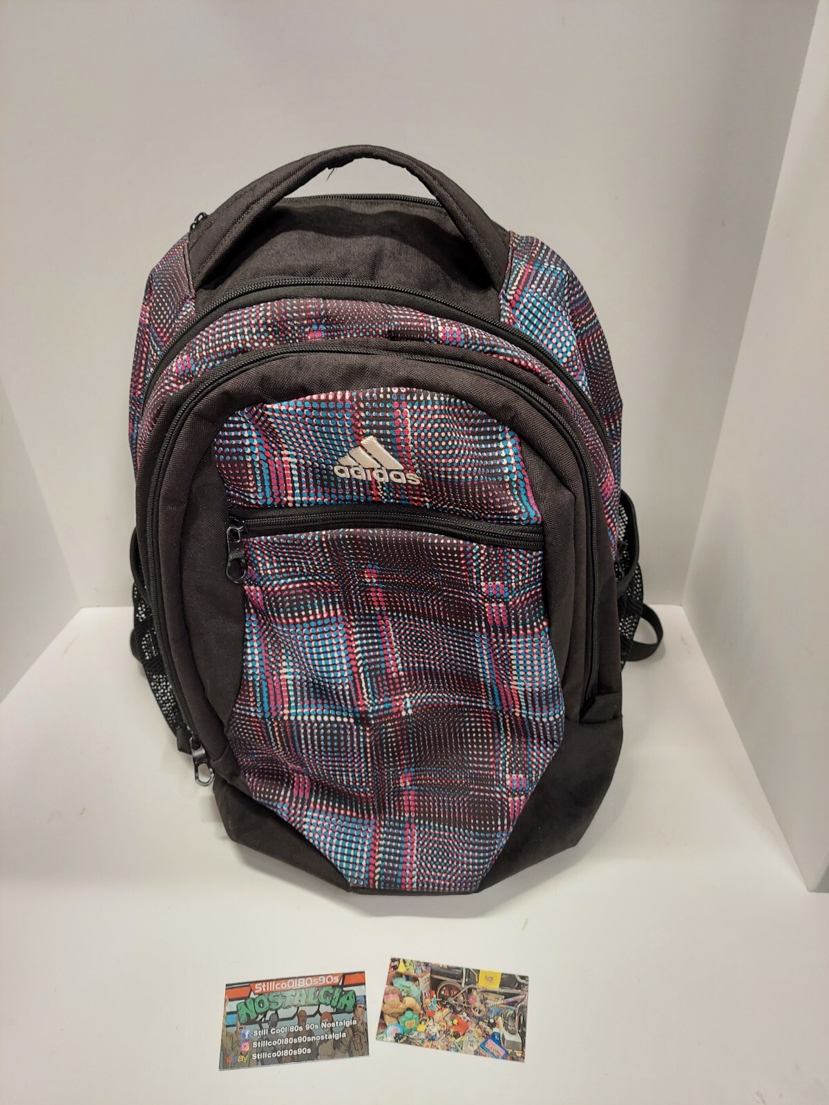 Adidas Black Blue White Pink Backpack w/ Laptop Sleeve & Load Spring Straps