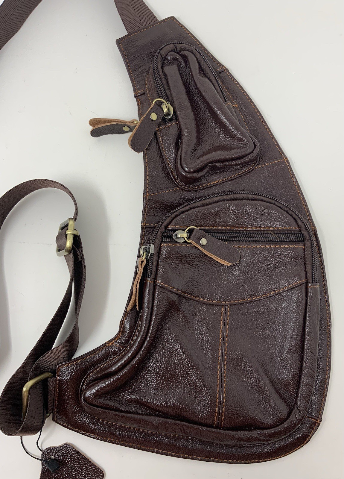 Genuine Leather Brown Sling/Backpack Bag for Men/Woman NEW